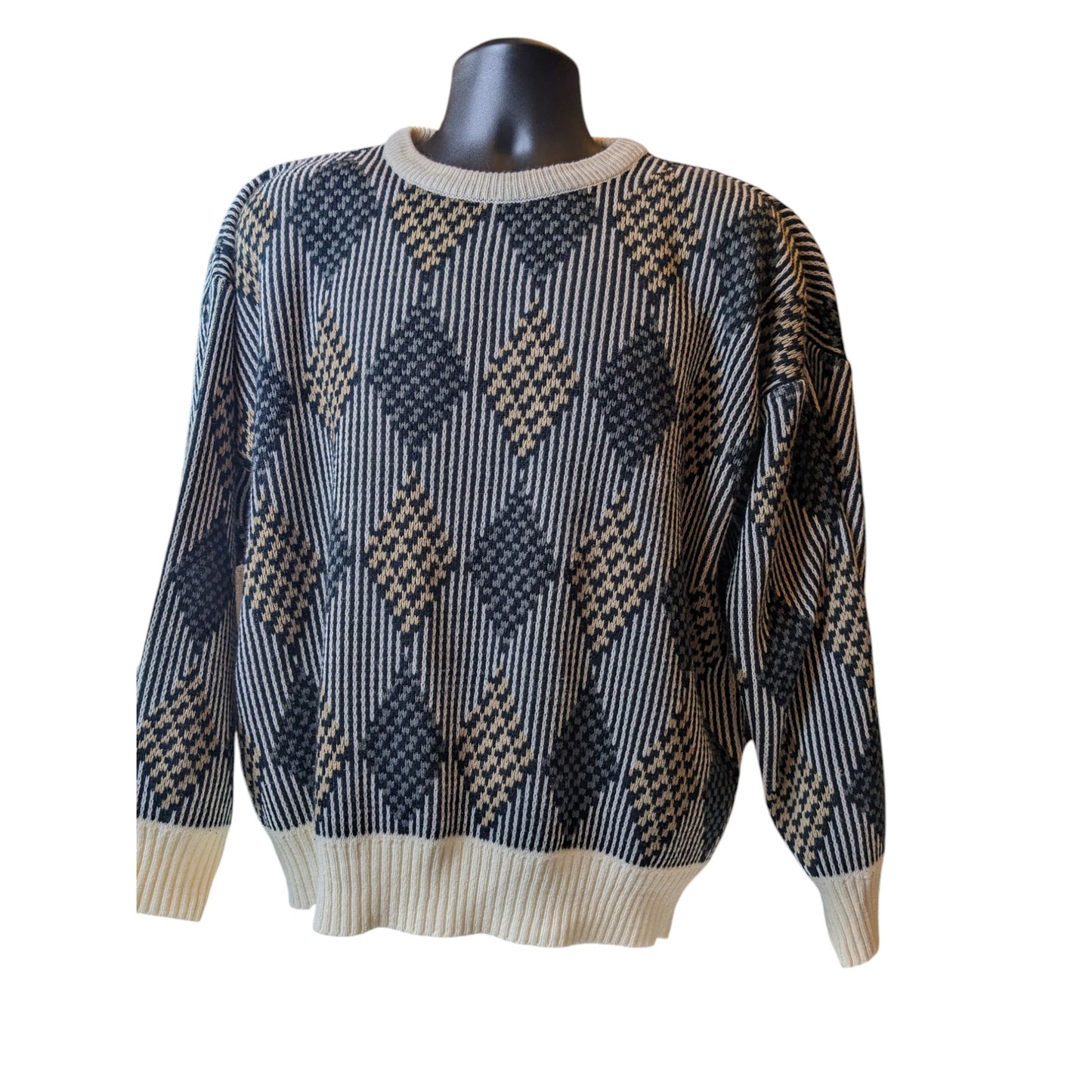 Vintage S.Wm Casuals Sweater Mens XL Geometric Knit Pullover Acrylic Retro