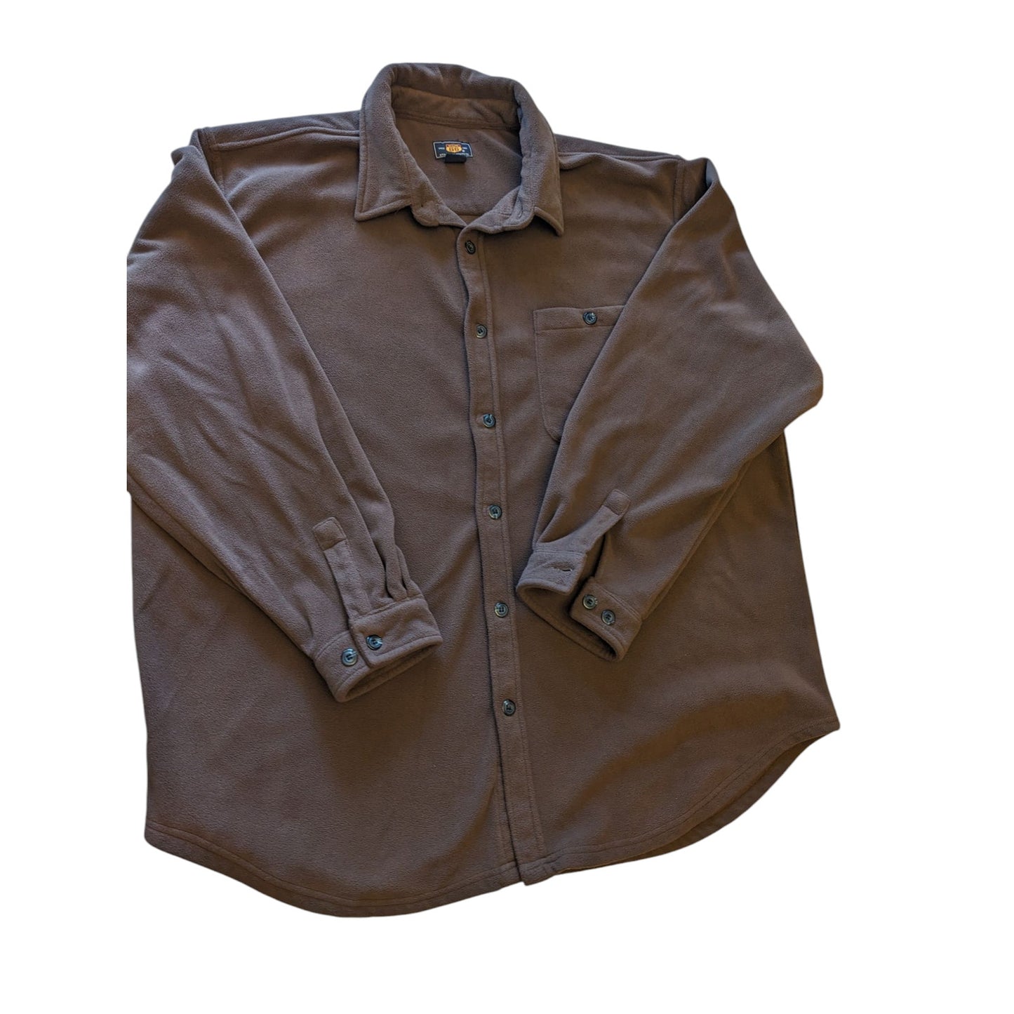 Route 66 Shirt Mens XL Brown Fleece Button Up Long Sleeve Jacket Overshirt Layer