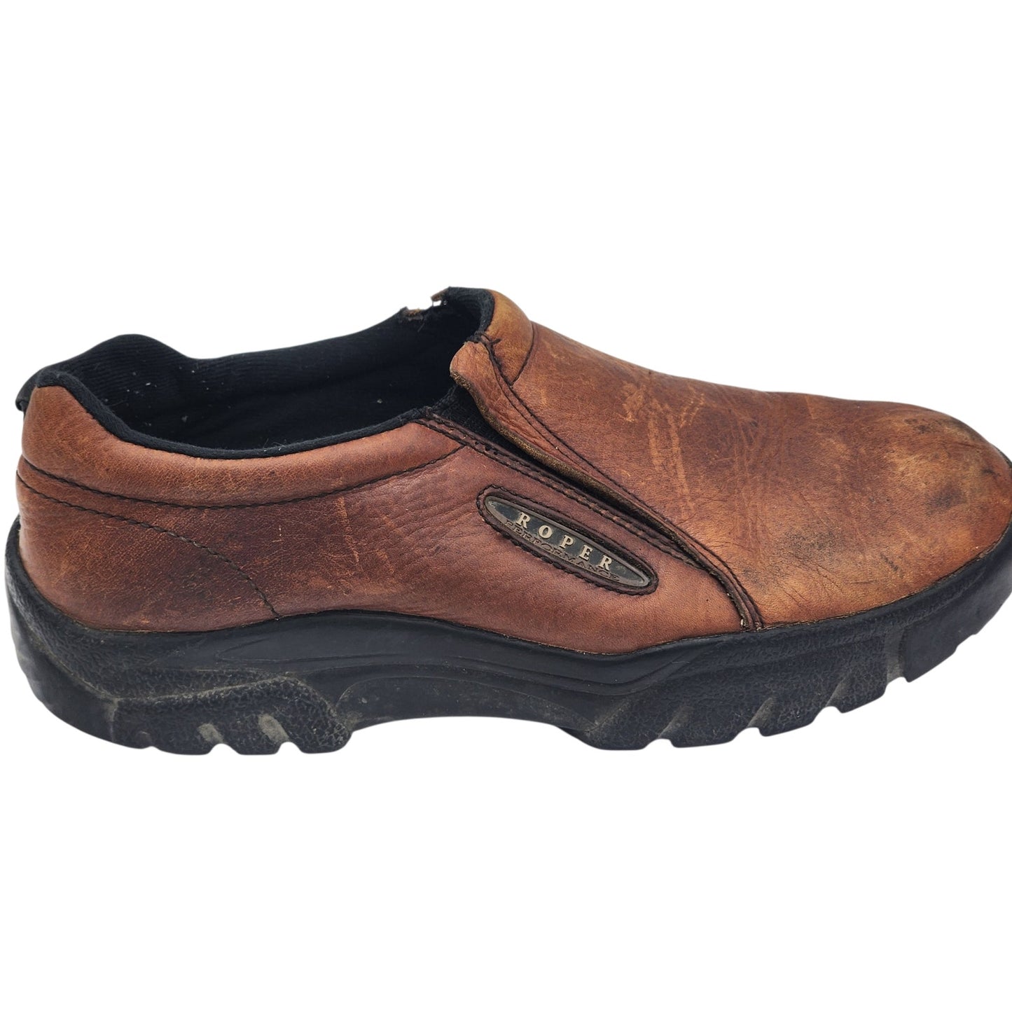 Roper Shoes Mens 12 Leather Slip On Performance Loafers Western 09-020-0601-0206