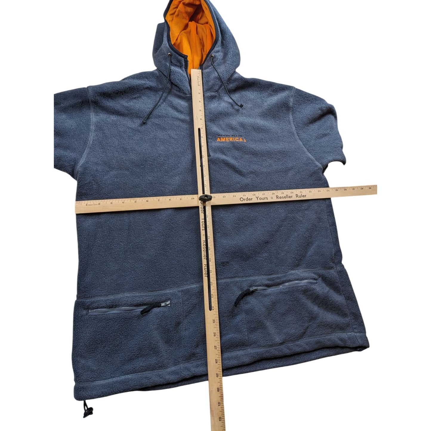 Perry Ellis Hoodie Mens Large Fleece Pullover Jacket Blue Zip Pockets Sweatshirt