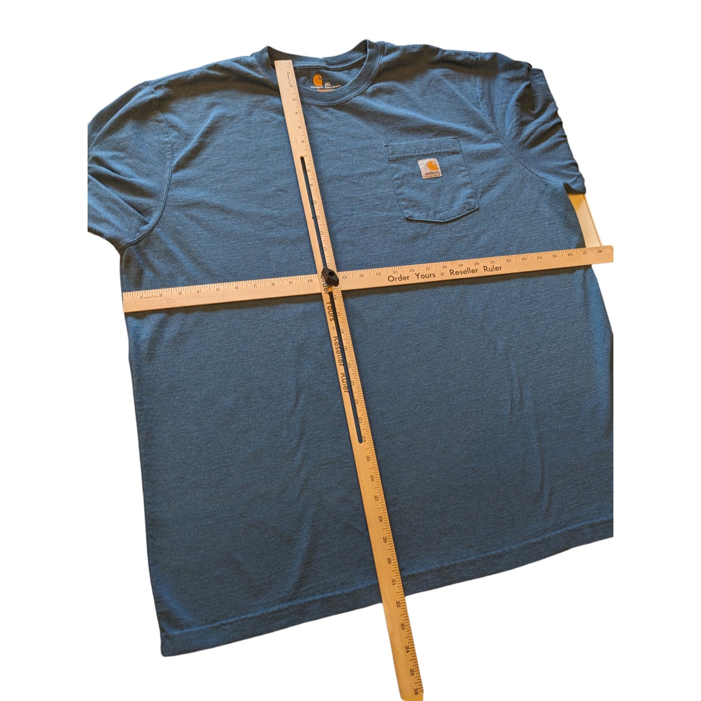 Carhartt Shirt Mens 2XL Blue Long Sleeve Original Fit Pocket Tee Workwear Rugged