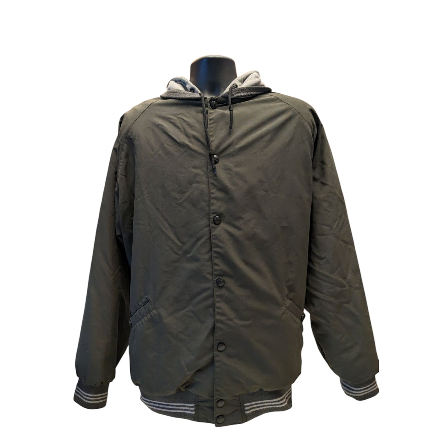 Guide Series Hooded Jacket Mens 2XLT Green Gray Zip Snap Fleece Hoodie Outdoor