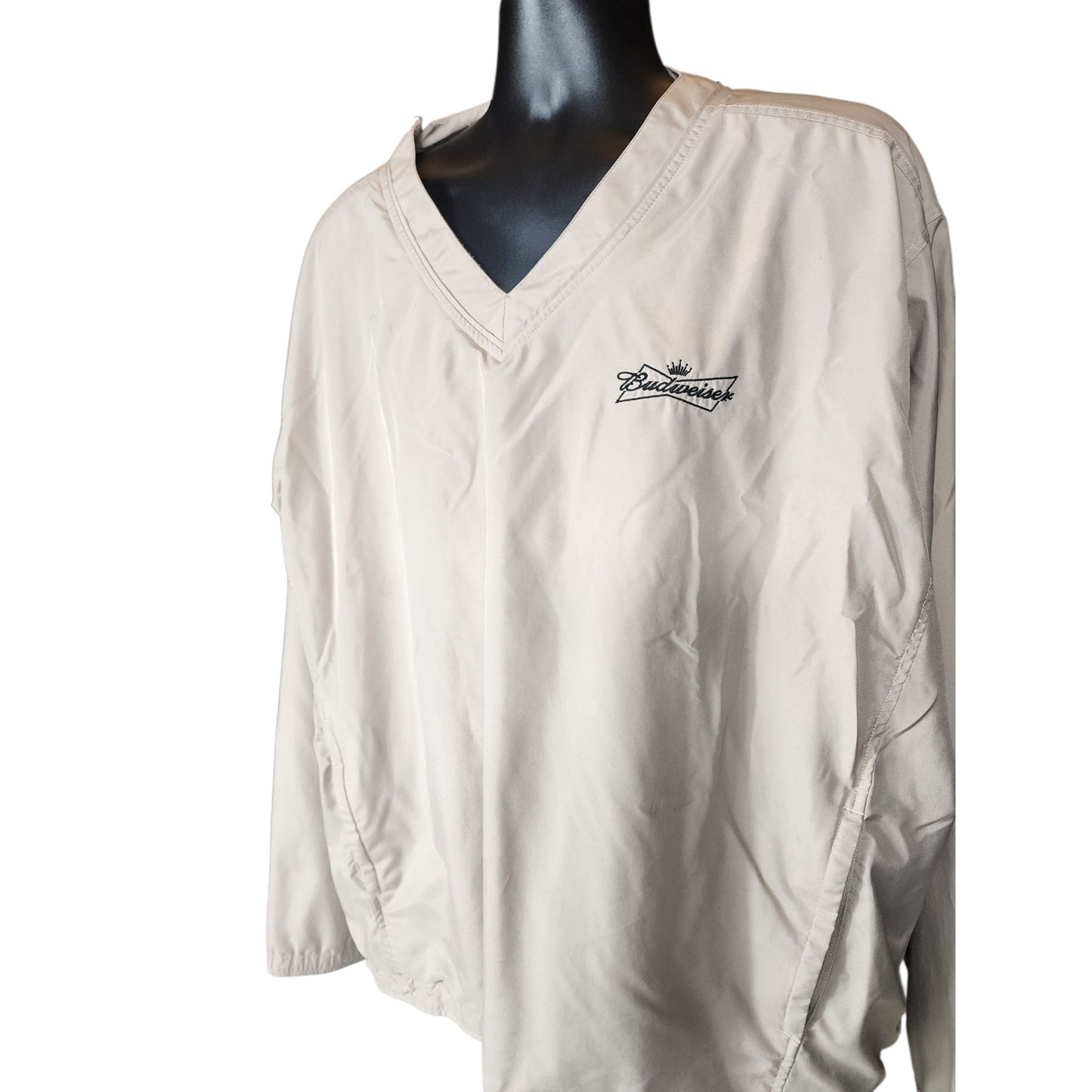 Vansport Budweiser Pullover Windbreaker Mens 2XL Logo V-Neck Lightweight Jacket