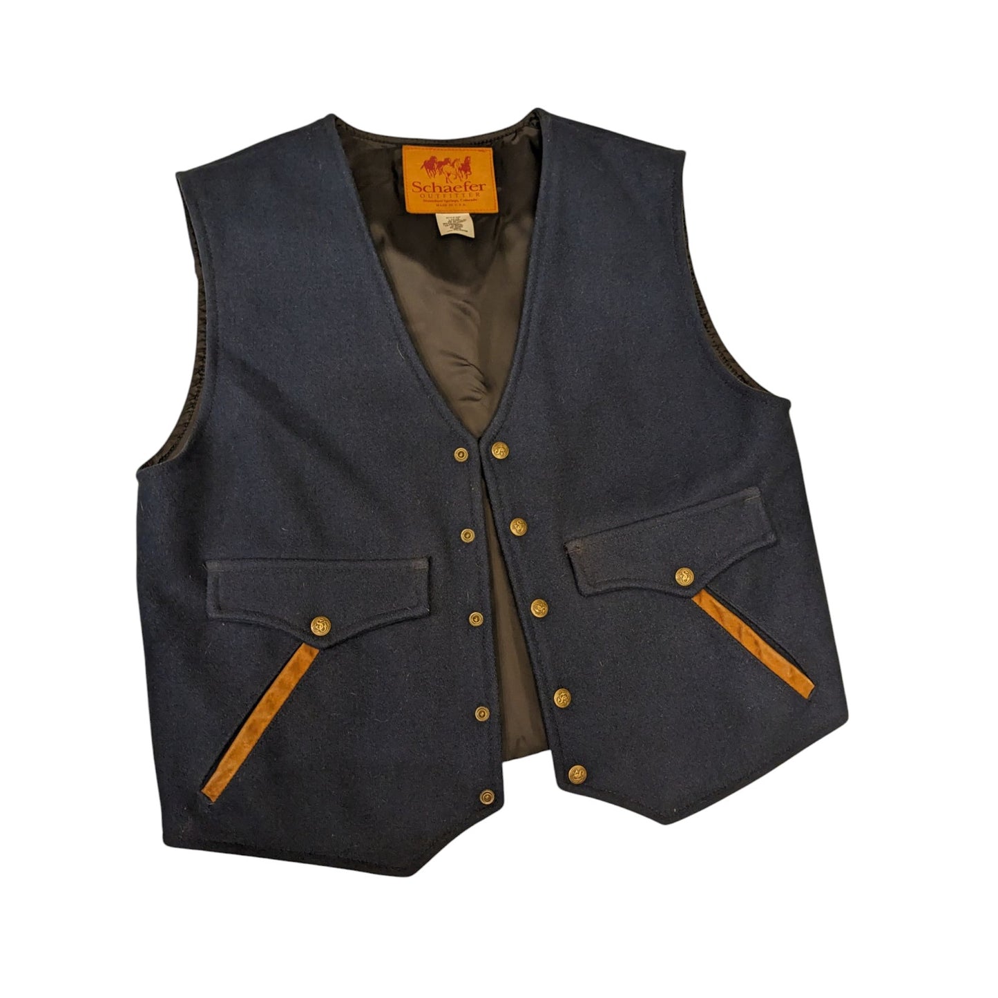 Schaefer Outfitter Wool Western Vest Mens Large USA Made Cowboy Ranch Americana
