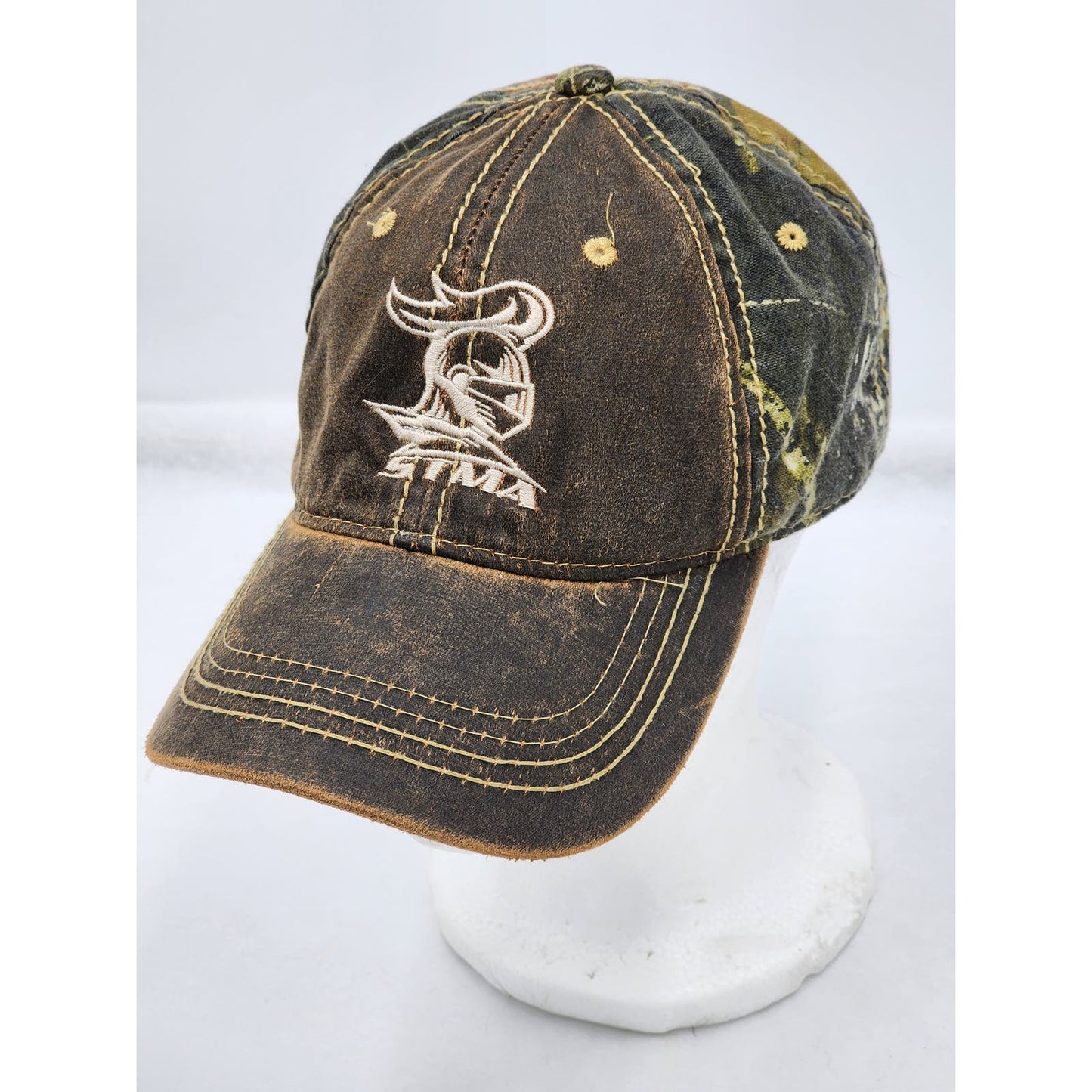 Port Authority Hat STMA Knights Baseball Cap Camo Distressed Adjustable Strap