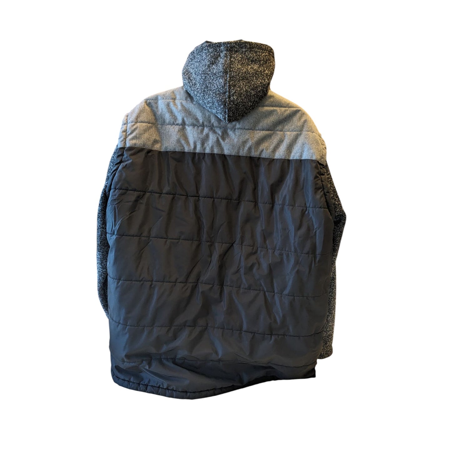 PX Clothing Jacket Mens 3XLT Hooded Puffer Full Zip Gray Black Colorblock Hoodie
