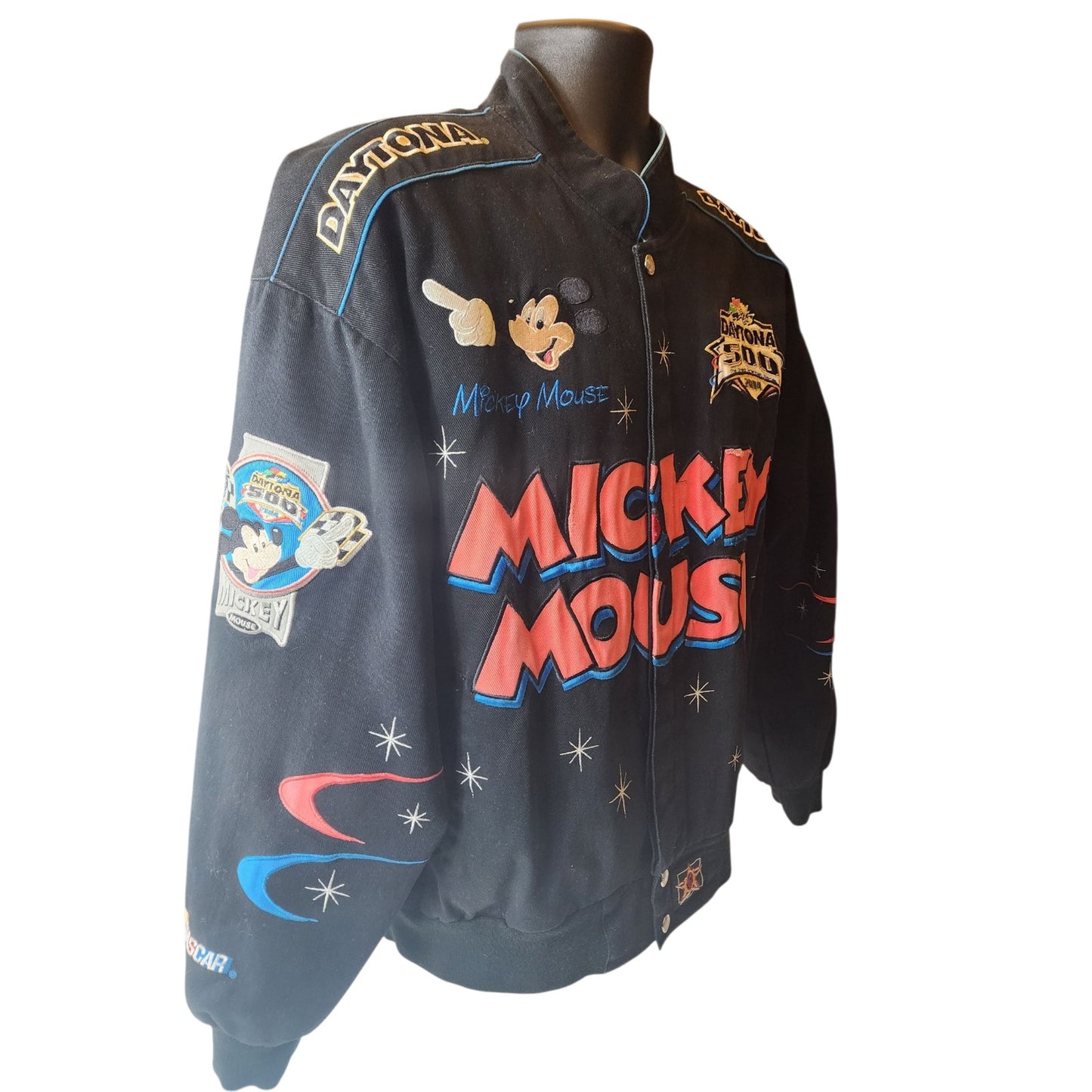 Disney Jeff Hamilton Jacket Mens Large Mickey Daytona NASCAR Embroidered Bomber