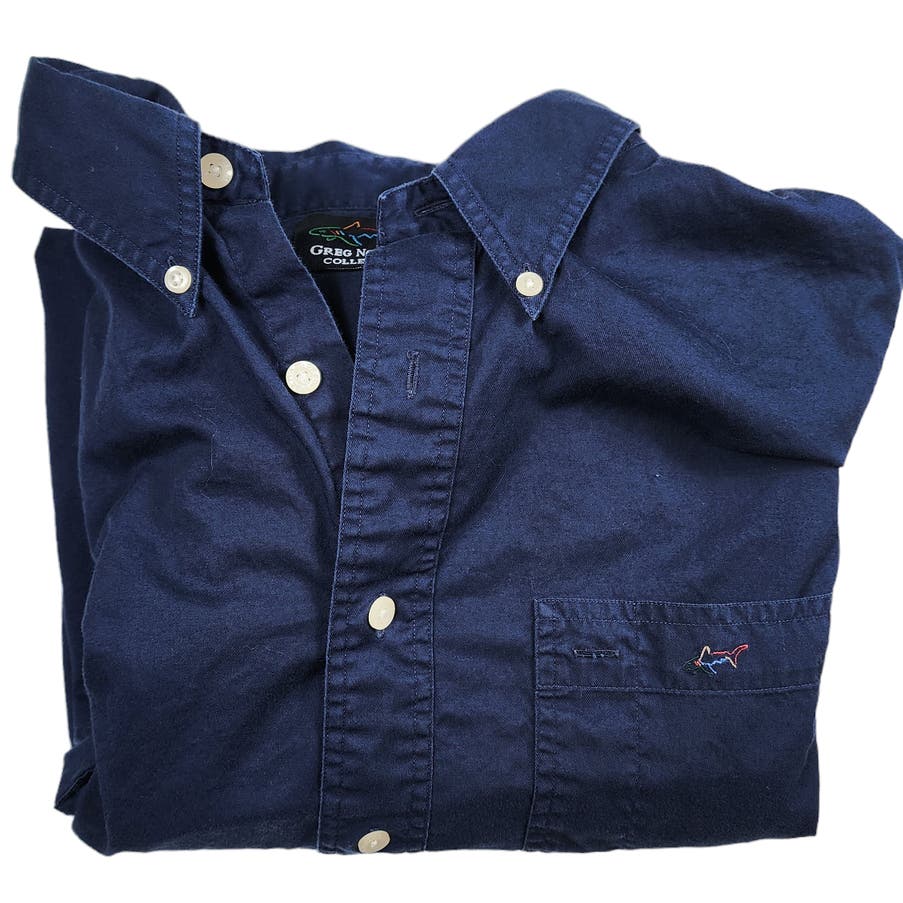 Greg Norman Golf Shirt Mens Size XL Long Sleeve Blue Sports Button Down Collar