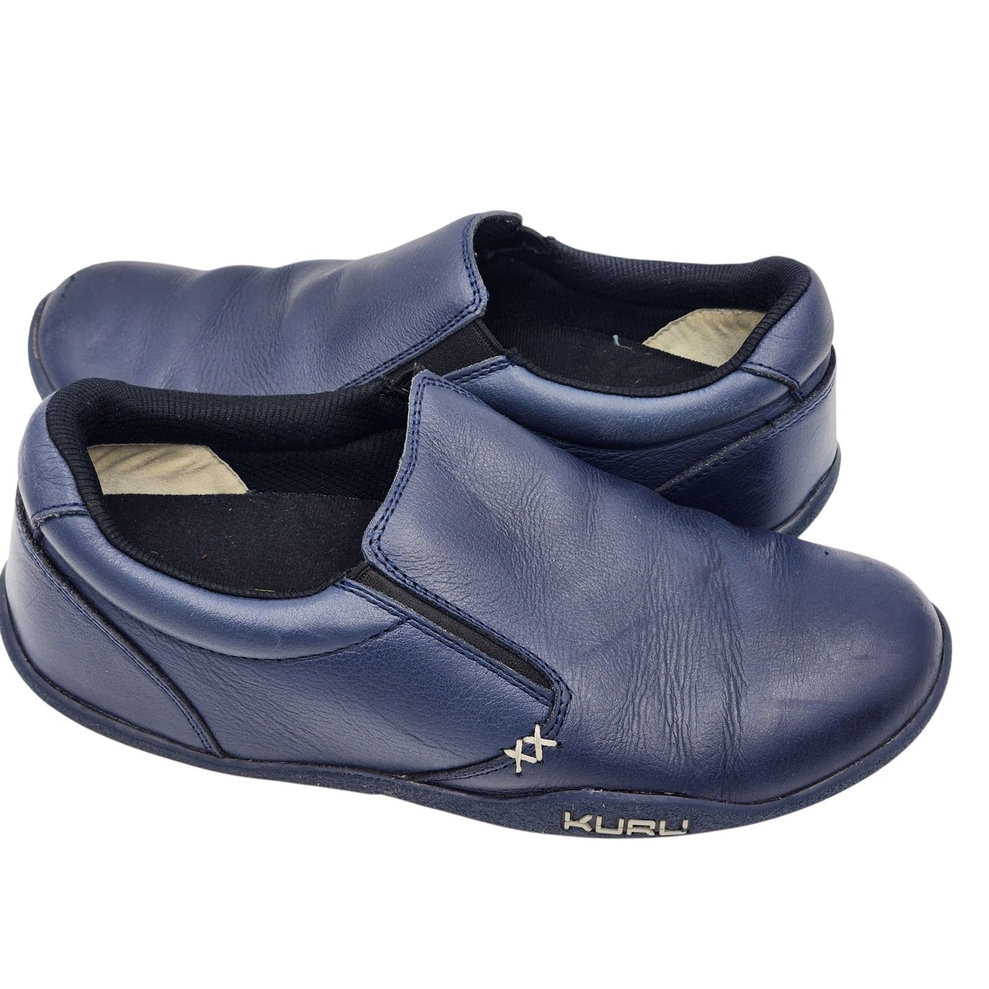 KURU Shoes Womens 11.5 Blue Leather Slip On Comfort Casual Walking Kivi Plantar