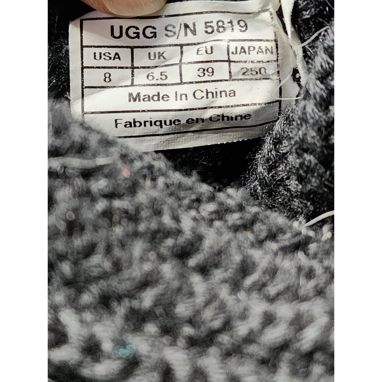 Ugg Classic Cardy Boots Womens Knitted Size 8 Black 5819 Mid Calf To Tall Sock