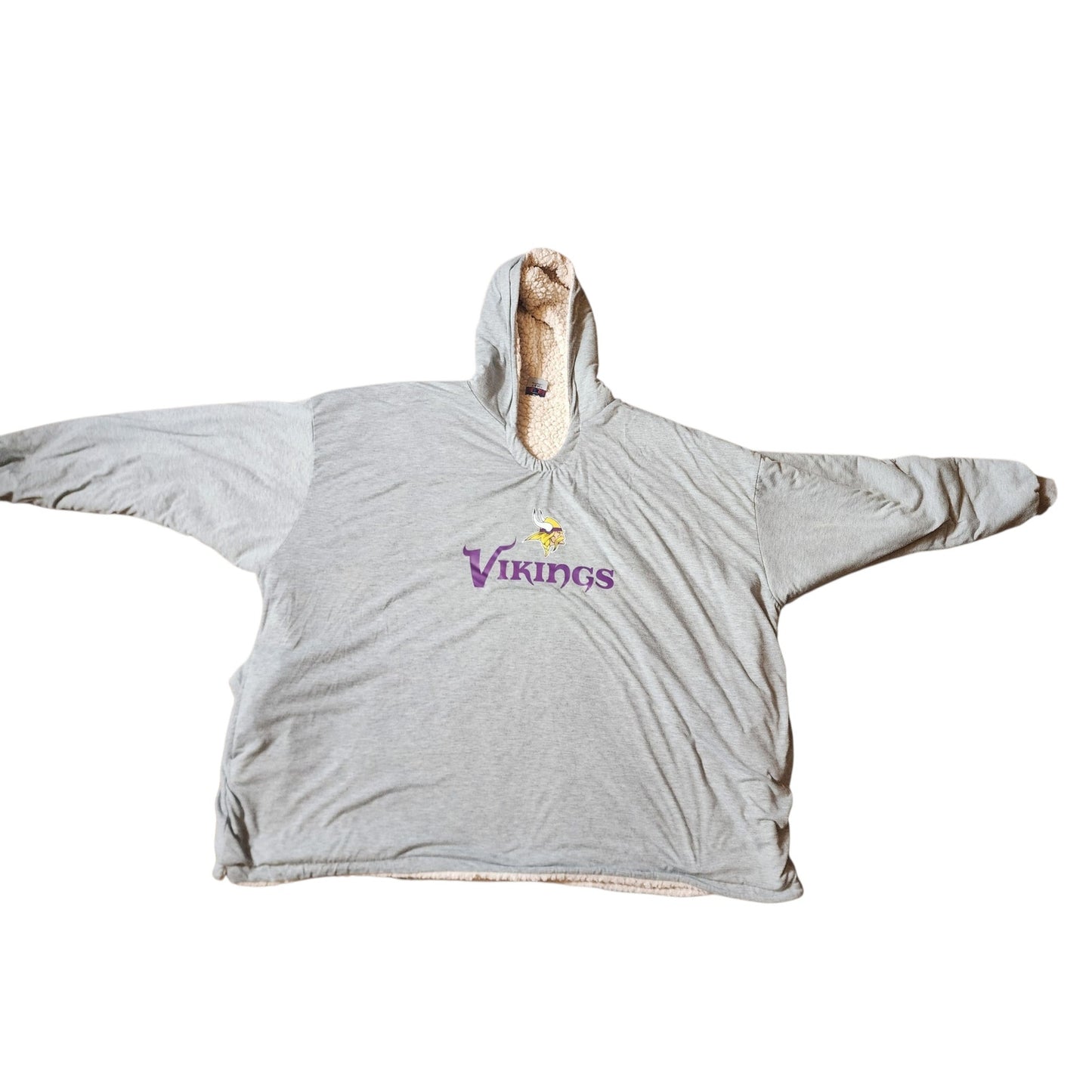 NFL Minnesota Viking Oversized Sherpa Lined Hoodie Blanket Adult Sweatshirt Cozy