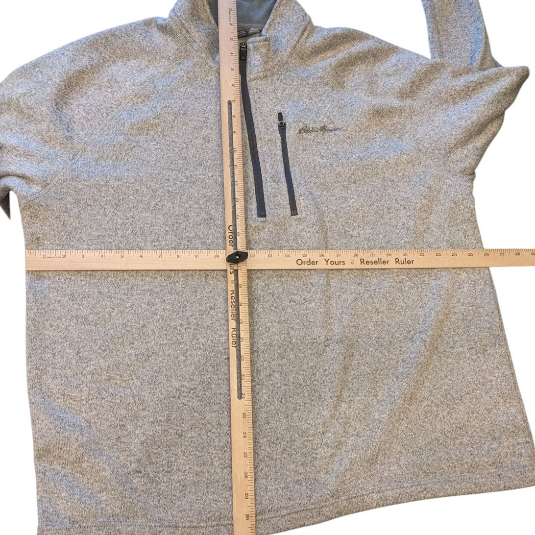 Eddie Bauer Fleece Sweater Mens XXL Gray 1/4 Zip Pullover Gray Hiking Sweatshirt