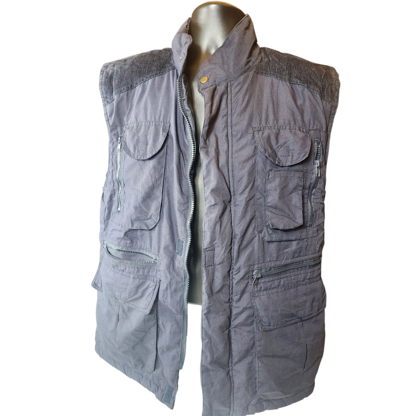 Vintage Men Small Utility Cargo Vest Multi Pocket Waistcoat Fishing Photographer