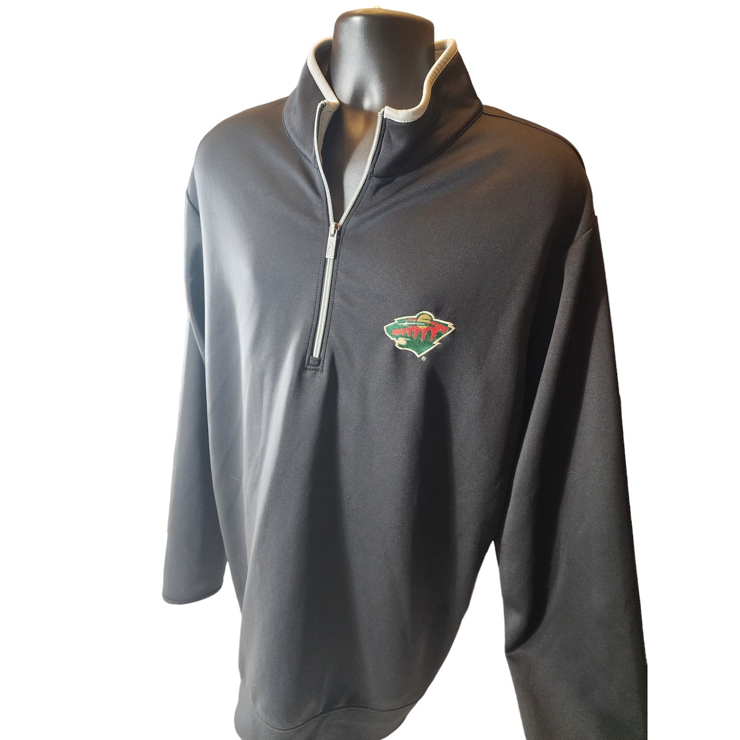 Antigua MN Wild Pullover Activewear Men XXL Black Zip Running Hockey Long Sleeve