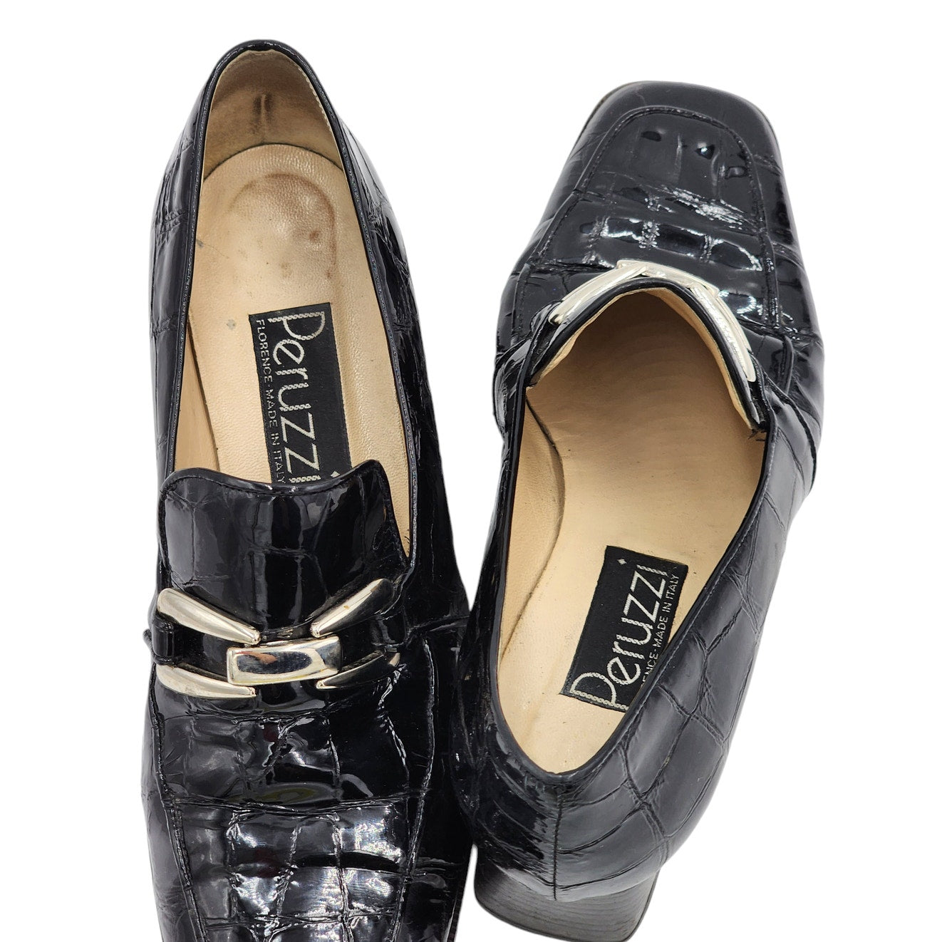 Peruzzi Shoes Women Size 6.5 37 Florence Italy Loafers Square Toe Sophistication