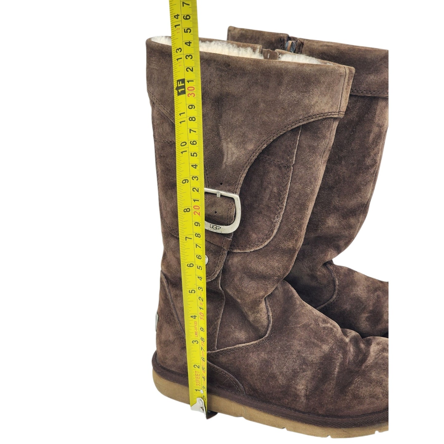UGG Winter Cargo Boots Womens 7 Suede Shearling Tall Buckle Zip Hiking 5132