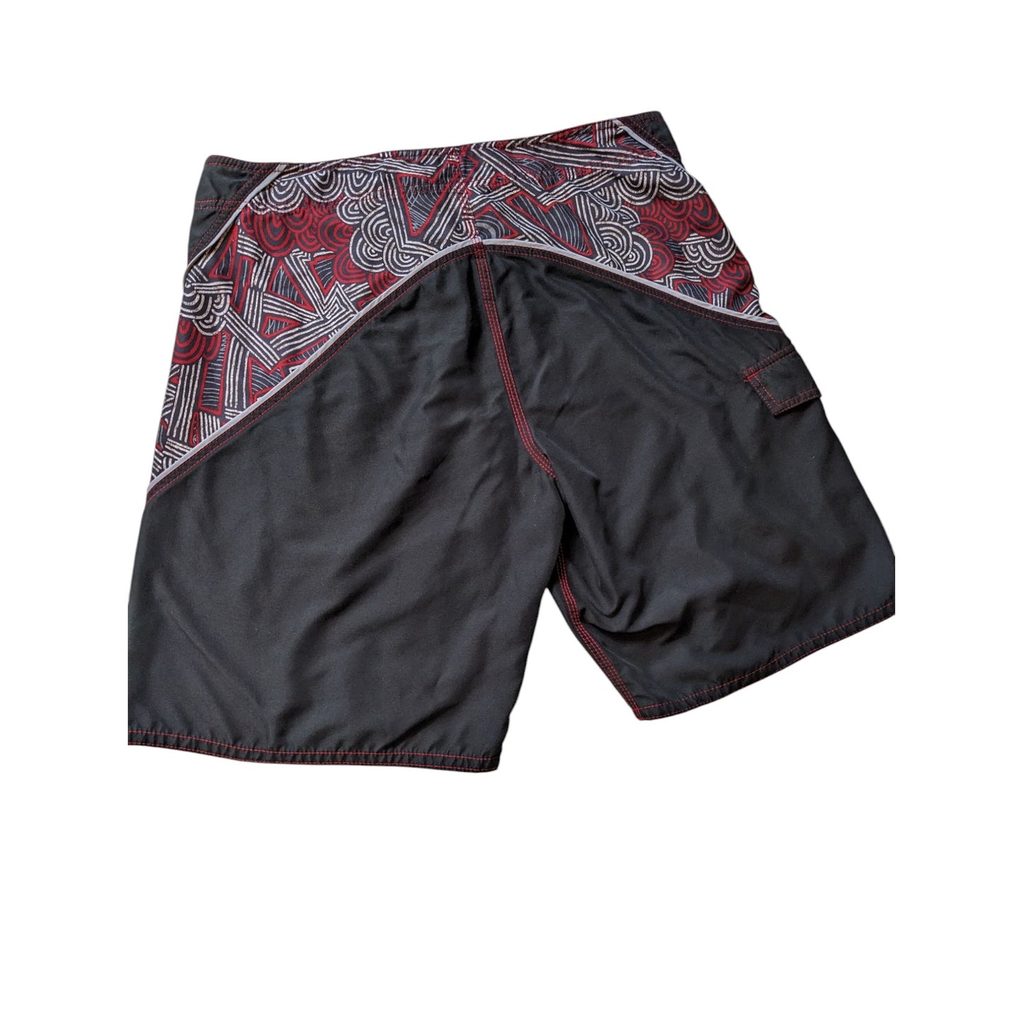 OP Board Shorts Mens 36 Black Red Tribal Print Swim Surfwear Ocean Pacific Beach