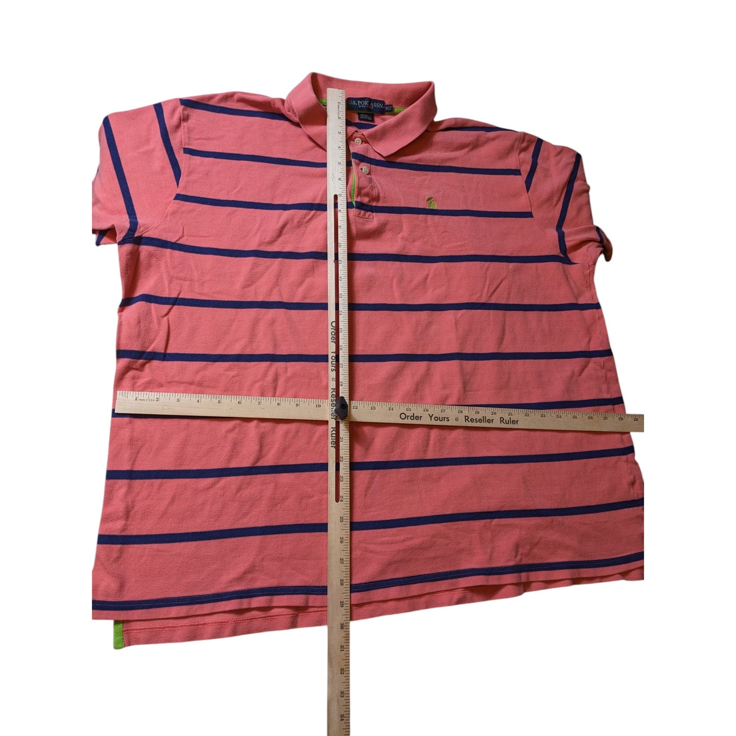 U.S. Polo Assn. Coral Polo Shirt Mens 3XLT Striped Short Sleeve Cotton Classic