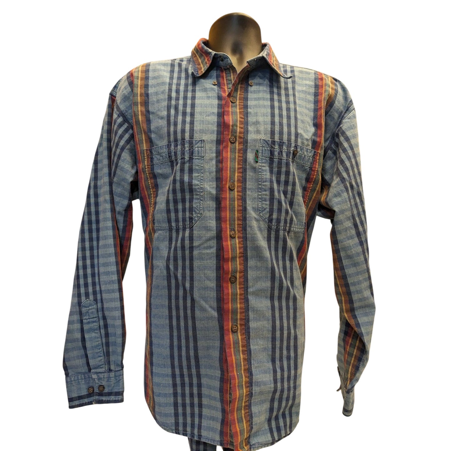 Colours by Alexander Julian Shirt Mens XL Plaid Cotton Long Sleeve Vintage Style