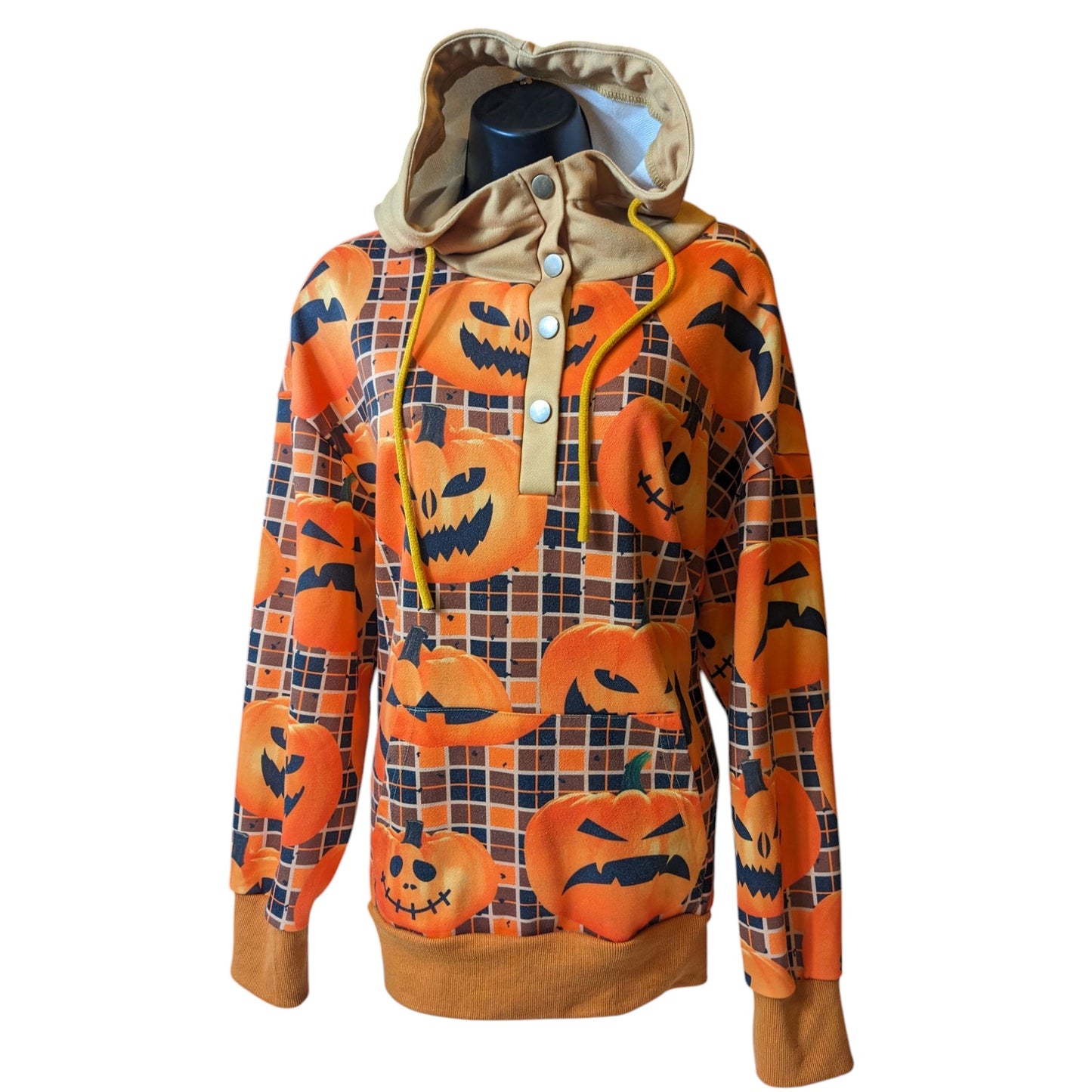 Misslook Halloween Hoodie Womens XL Pumpkin Jack O Lantern Pullover Sweatshirt