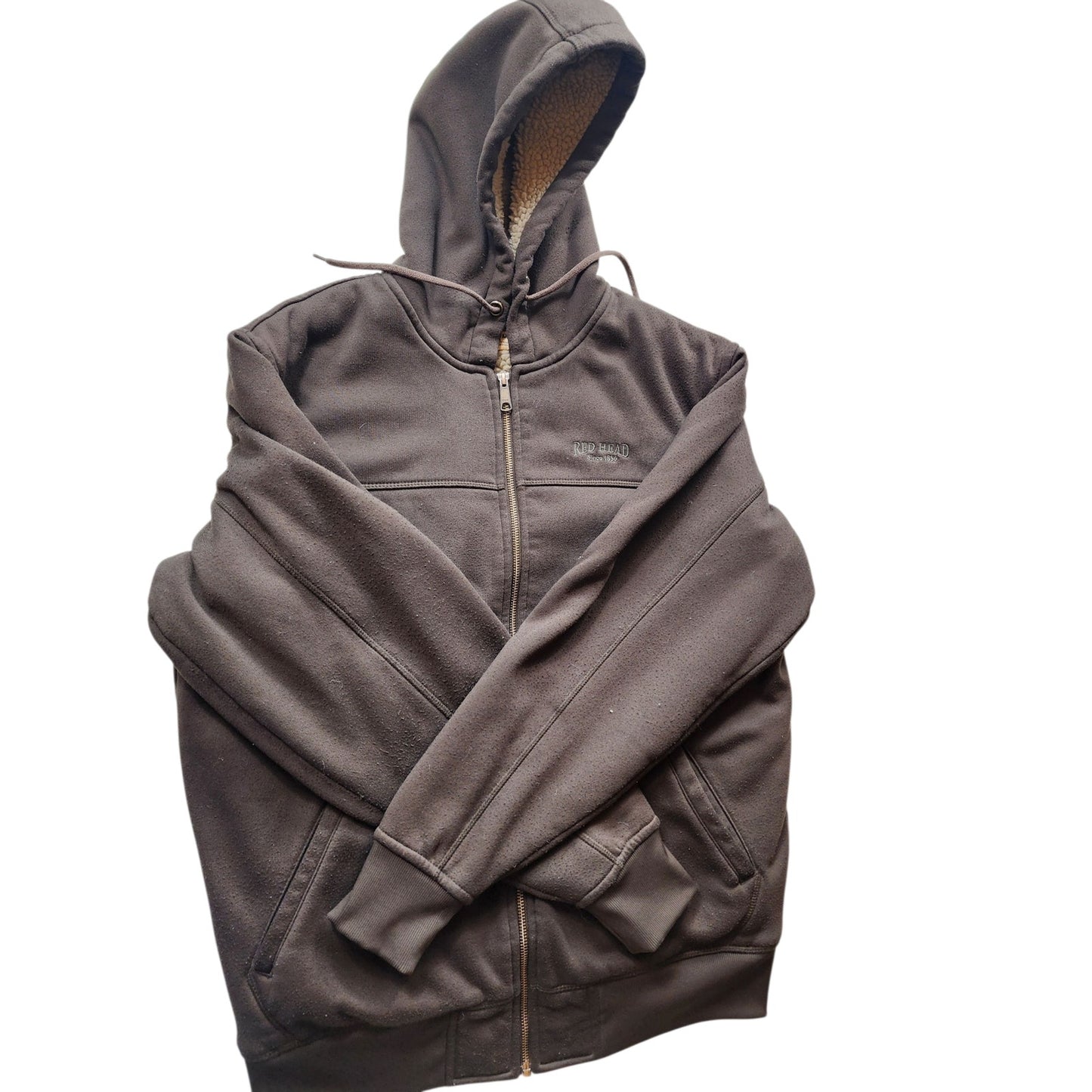 Red Head Sherpa Full Zip Hoodie Mens Medium Fleece Jacket Warm Hunting Workwear