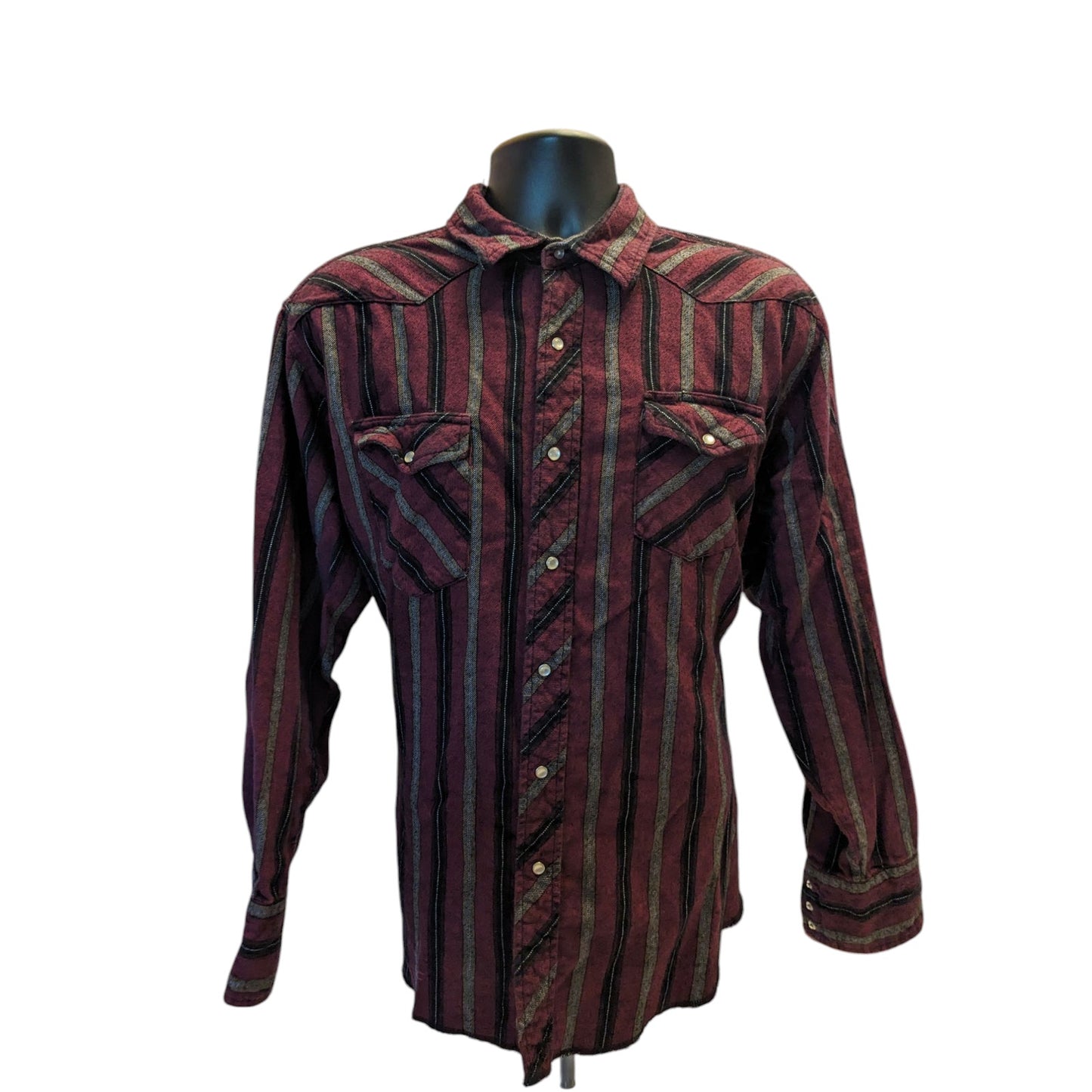 Wrangler Western Pearl Snap Shirt Mens XXL Long Sleeve Burgundy Cowboy Rodeo
