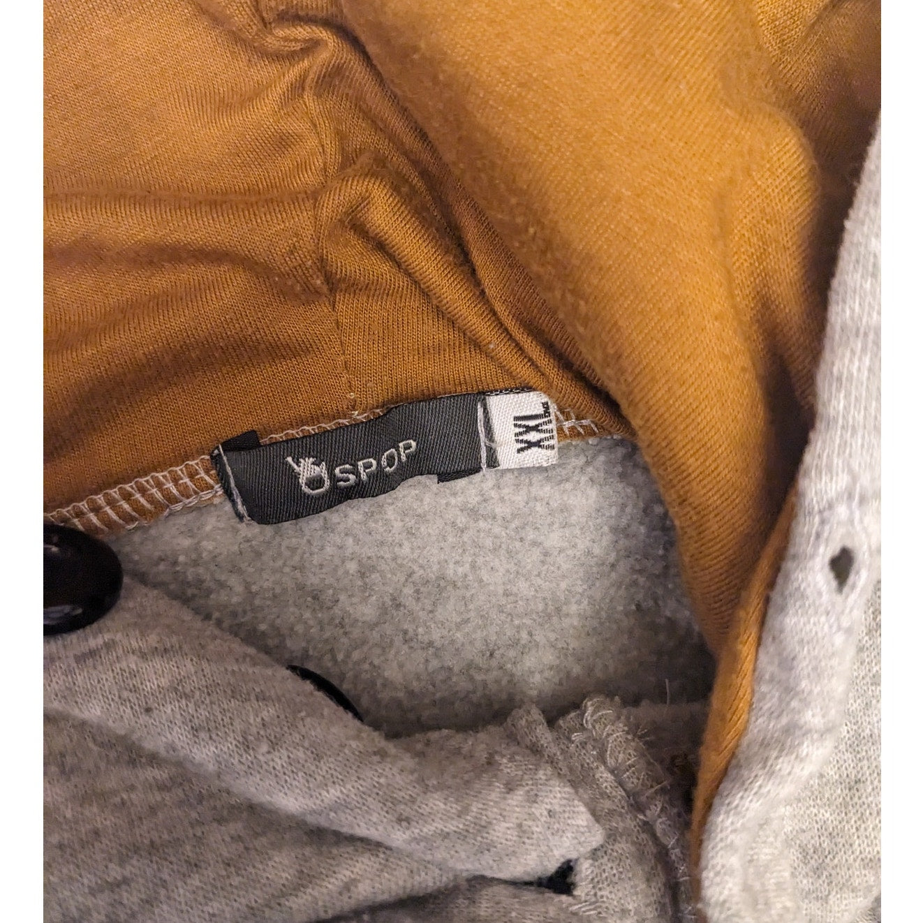 SPOP Hoodie Sweatshirt Womens XXL Pullover Buttons Gray Brown Athleisure Urban