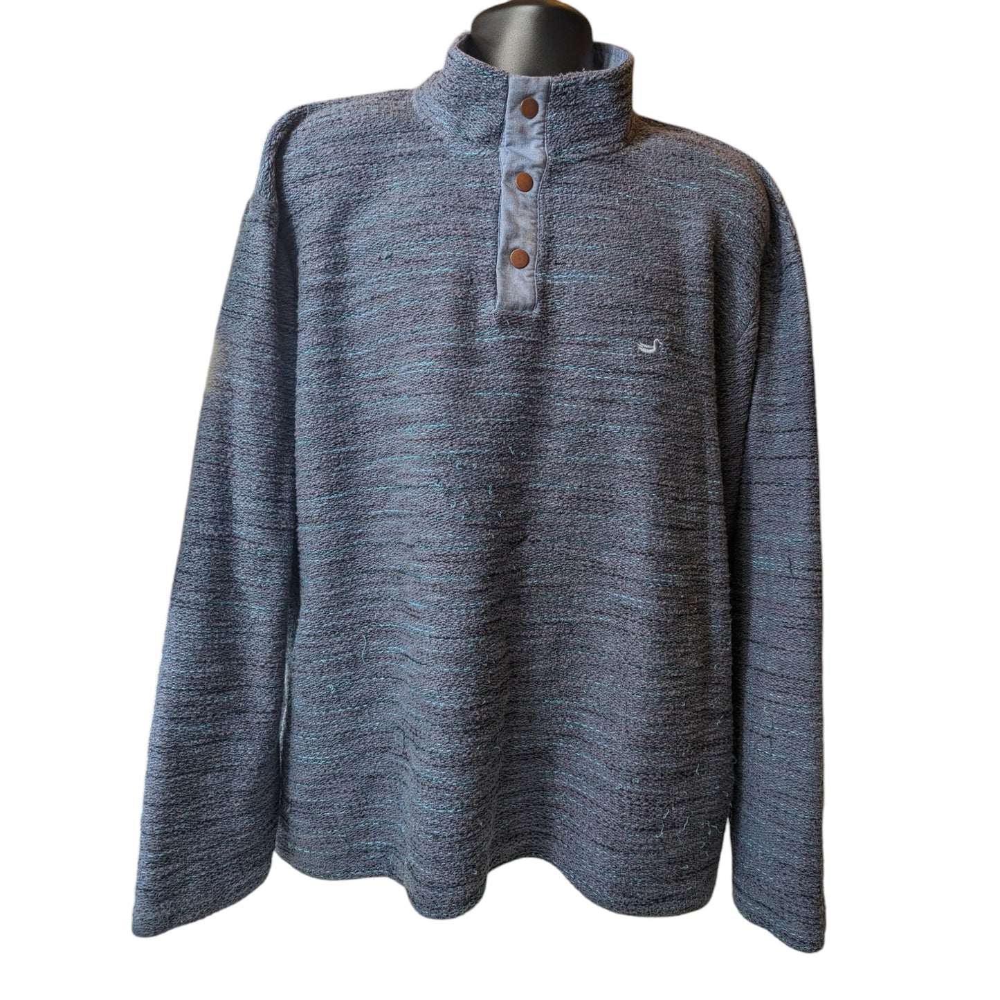 Southern Marsh Sweater Mens XL Pullover Blue Quarter Snap Mock Neck Preppy