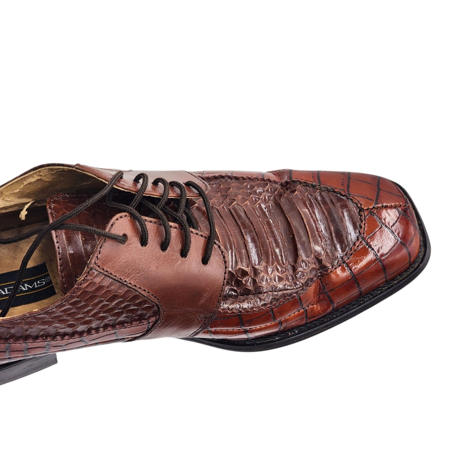 Stacy Adams Shoes Genuine Snake Leather Mens 9M Dress Brown Oxford Square Toe
