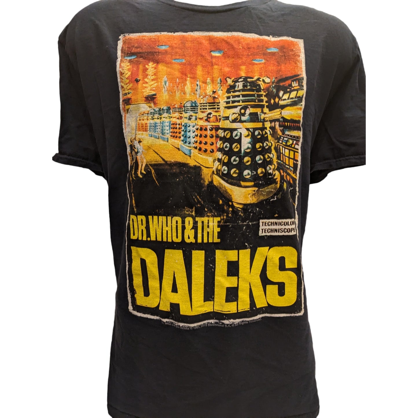 Dr Who Daleks T Shirt Mens XL Short Sleeve Black Graphic Print TV Show Sci Fi