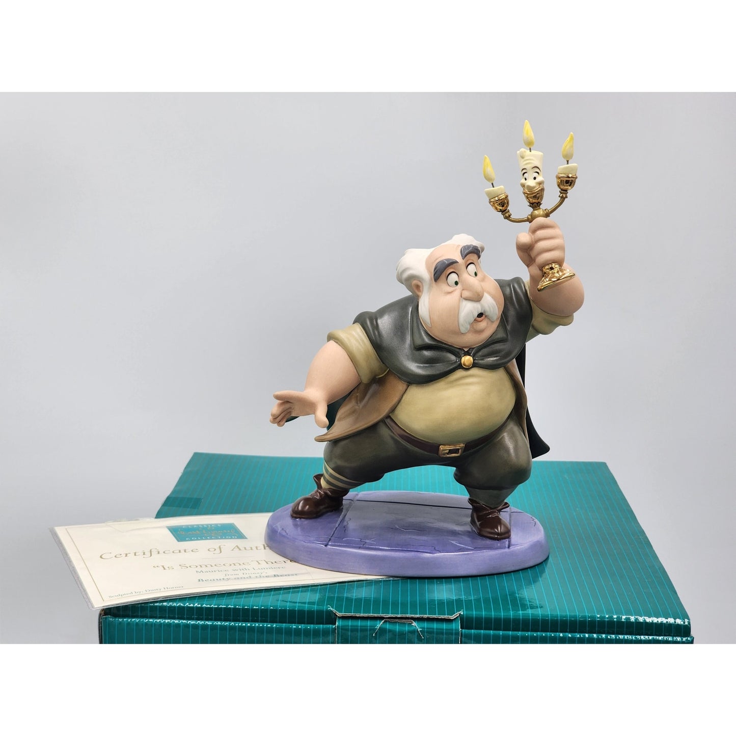 WDCC Beauty and the Beast Is Someone There? Maurice Lumiere Disney COA Box