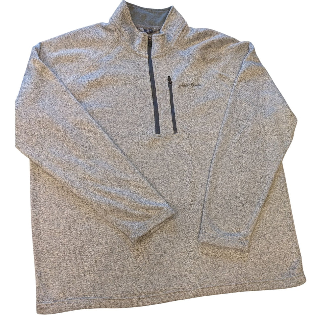 Eddie Bauer Fleece Sweater Mens XXL Gray 1/4 Zip Pullover Gray Hiking Sweatshirt