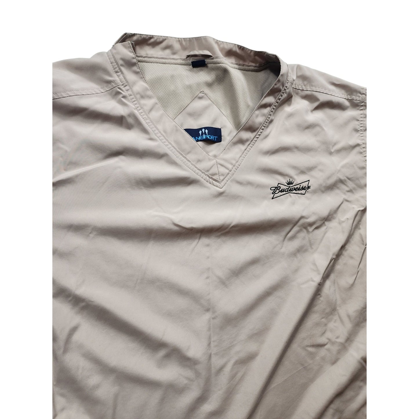 Vansport Budweiser Pullover Windbreaker Mens 2XL Logo V-Neck Lightweight Jacket