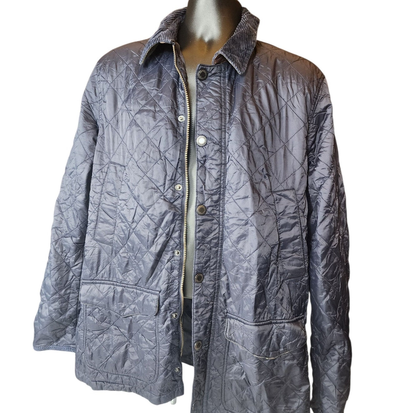 Barbour Jacket Mens Large Quilted Classic Tartan Snap Country Heritage British