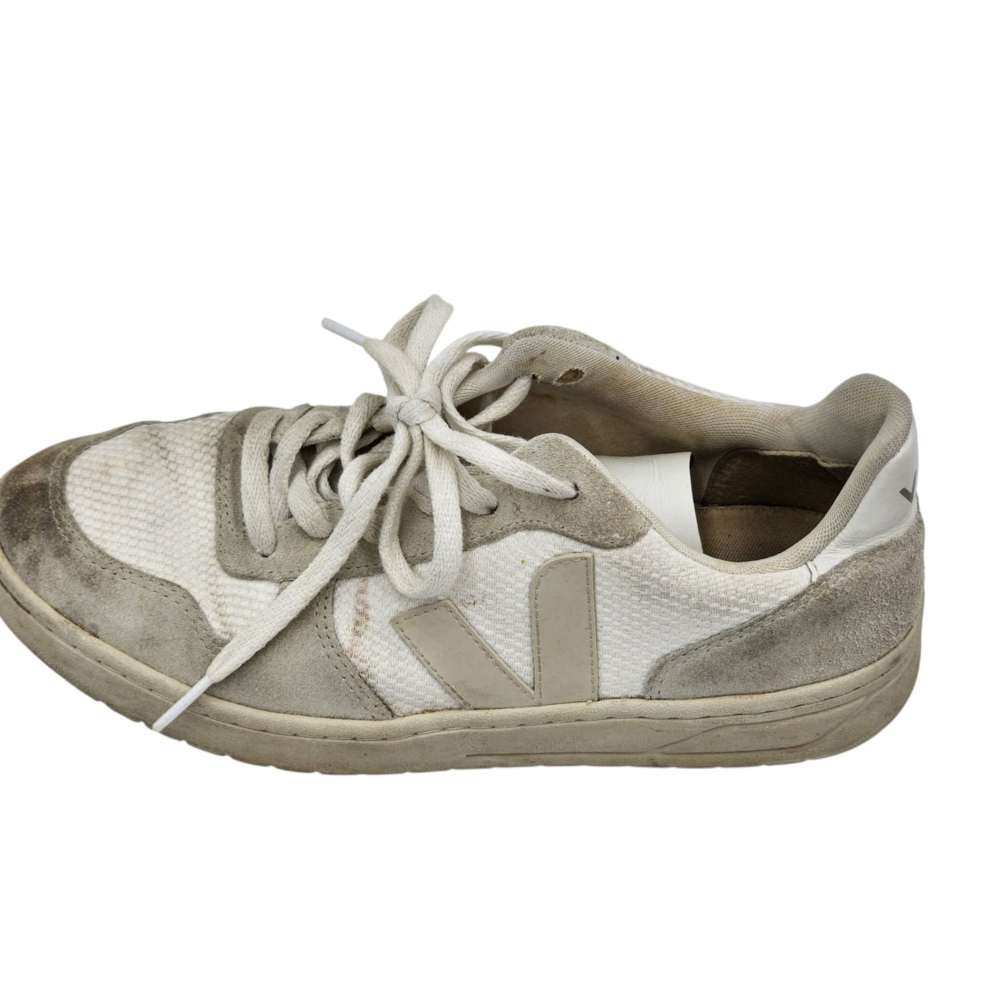 Veja Shoes V-10 Low Top Sustainable Sneakers Womens 10 White Lace Up Brazil