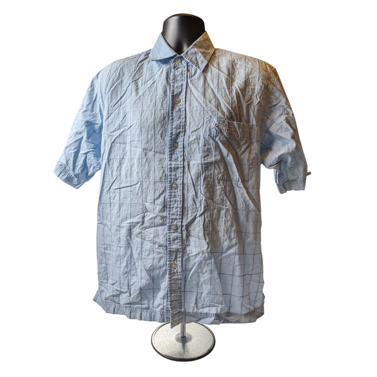 Southpole Shirt Mens Medium Short Sleeve Button Up Checkered Grid Pattern Plaid