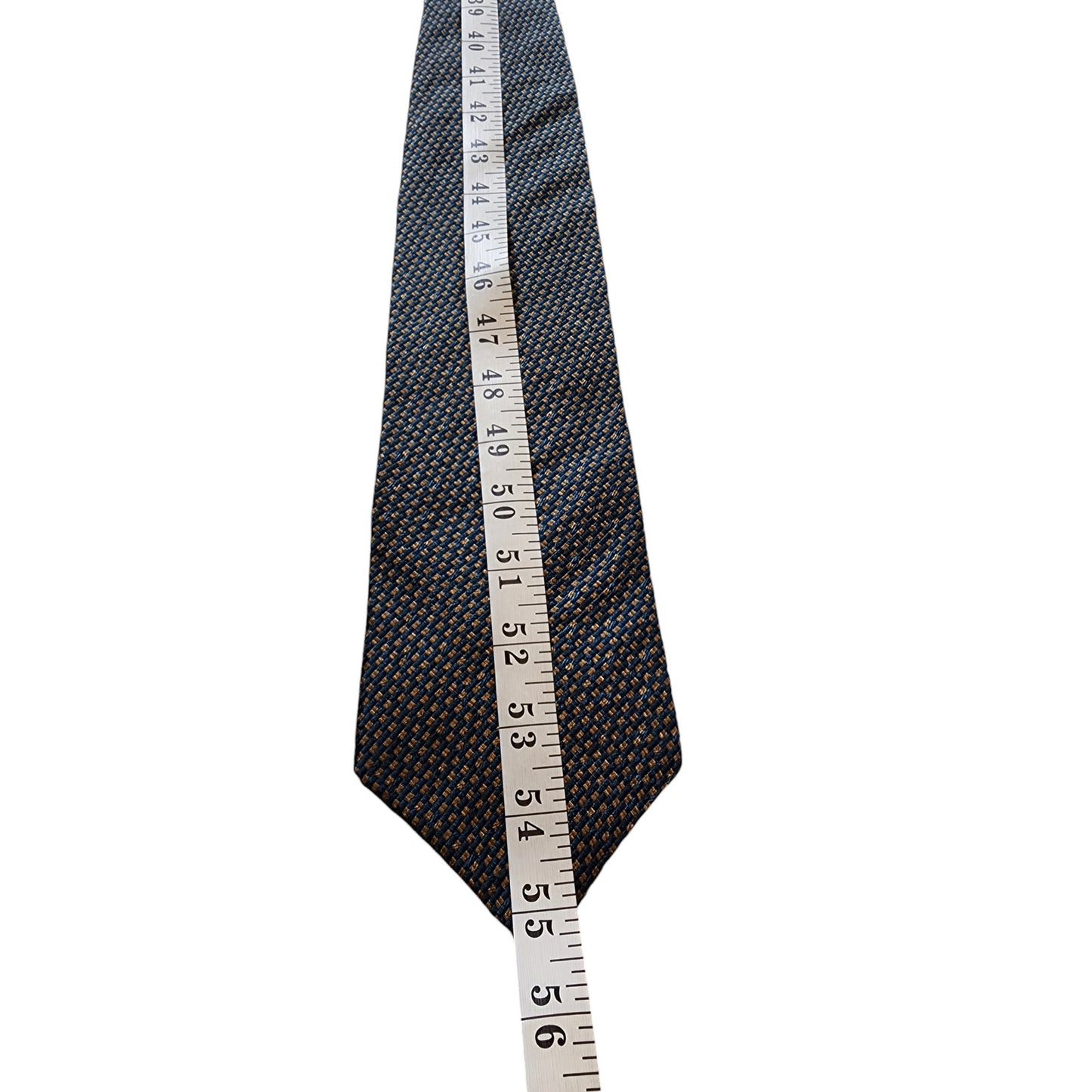 Nautica Mens Silk Tie Geometric Pattern Blue Gold Made Costa Rica Neckwear