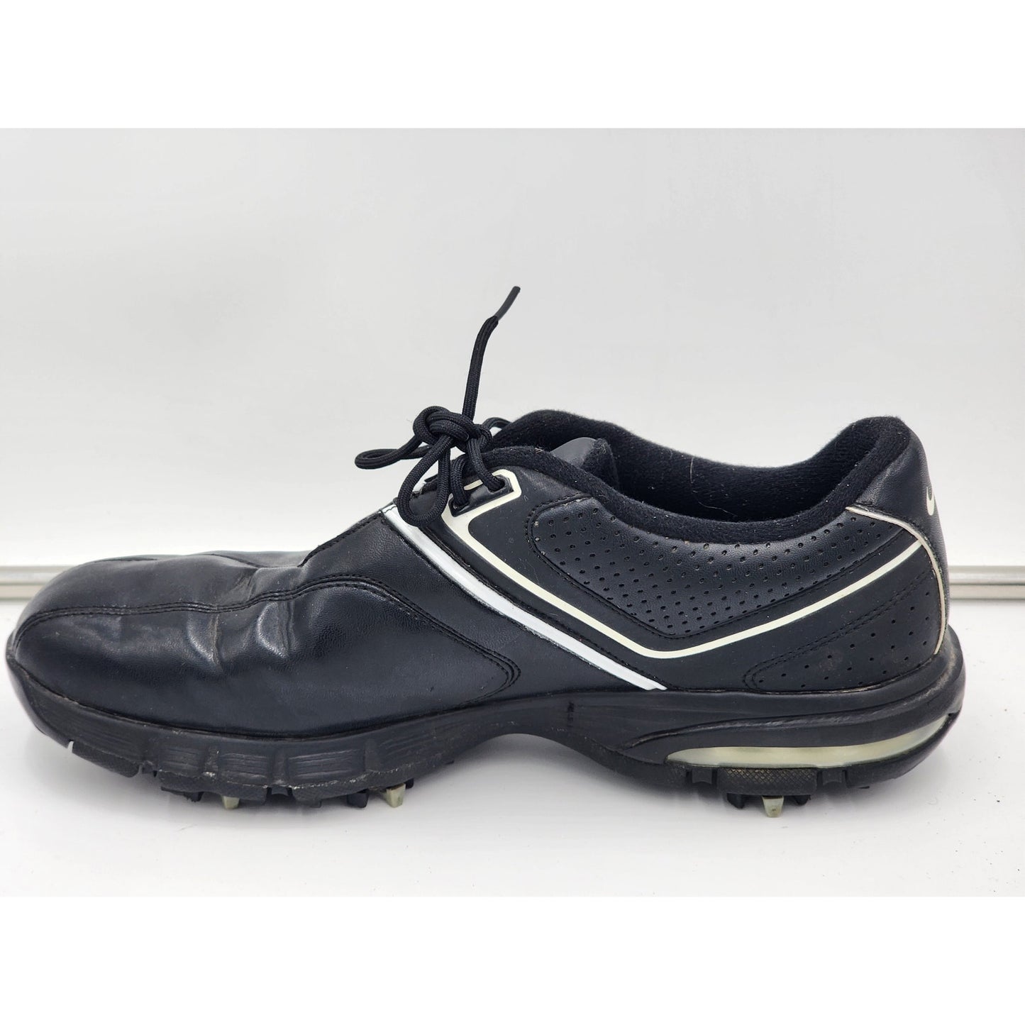 Nike Golf Shoes Mens 9 Air Rival Plus Black Leather Spiked Cleats 552083-001