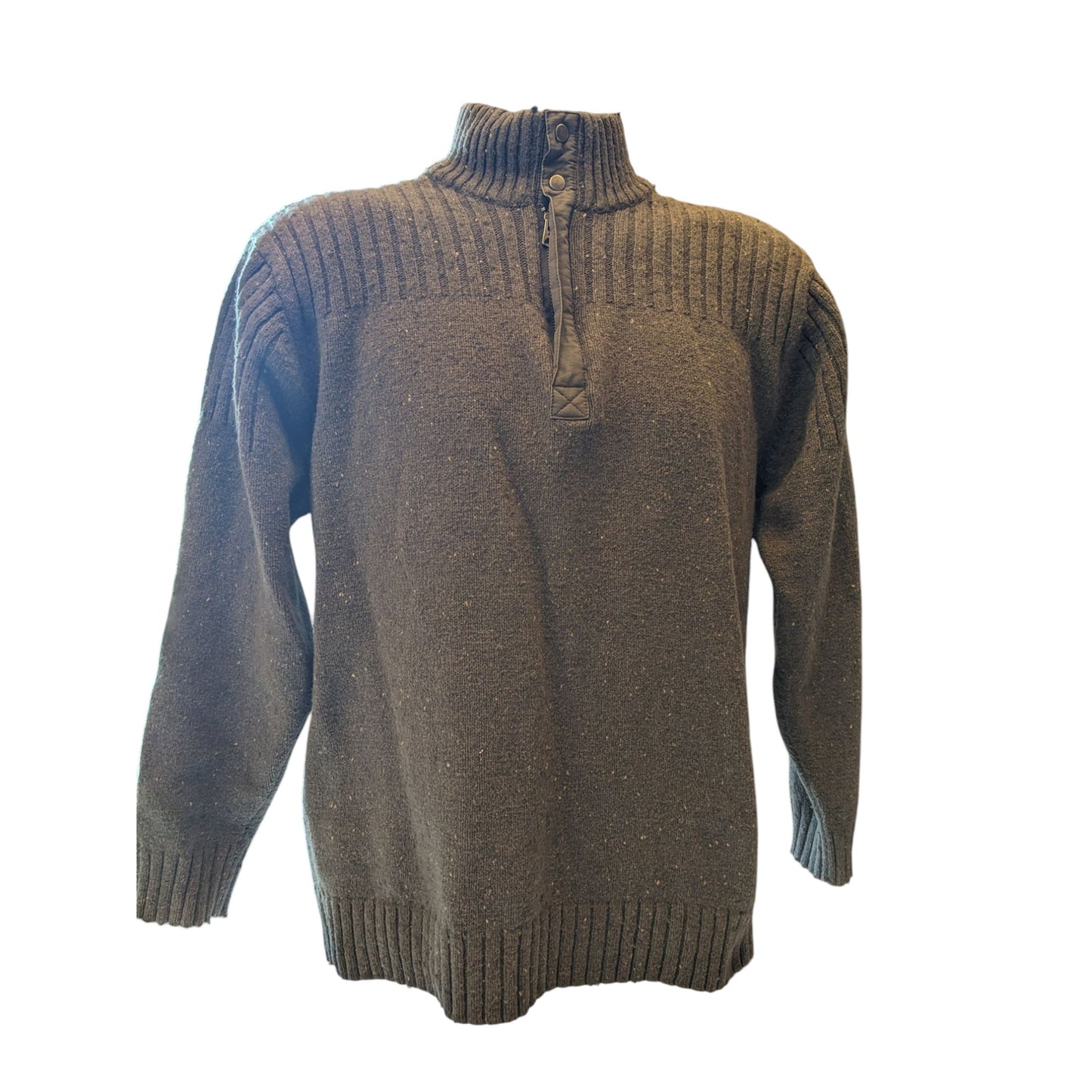 Columbia Sweater Mens Medium XCO Quarter Snap Gray Wool Blend Pullover Mock Neck