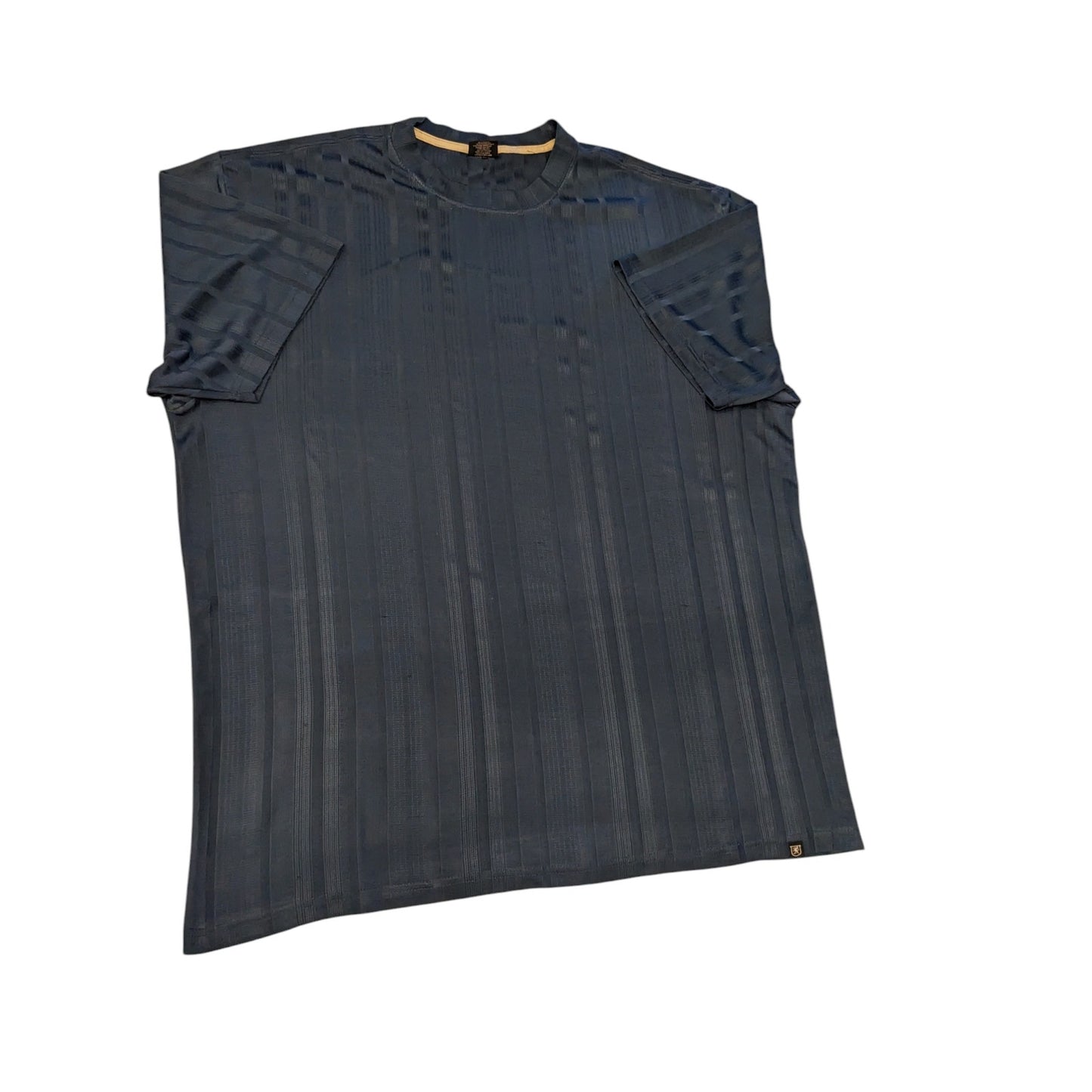 Stacy Adams Shirt Mens 3XLT Textured Blue Striped Short Sleeve Crew Neck