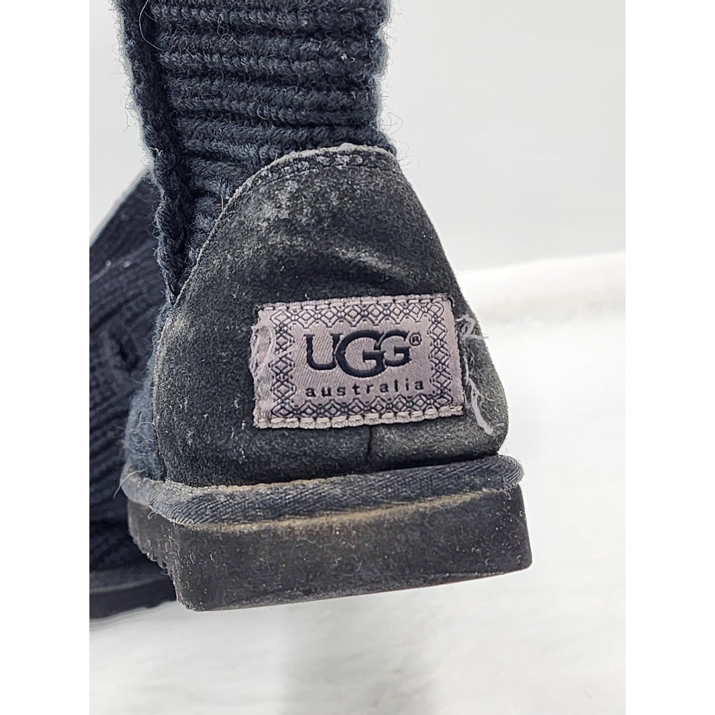 Ugg Classic Cardy Boots Womens Knitted Size 8 Black 5819 Mid Calf To Tall Sock