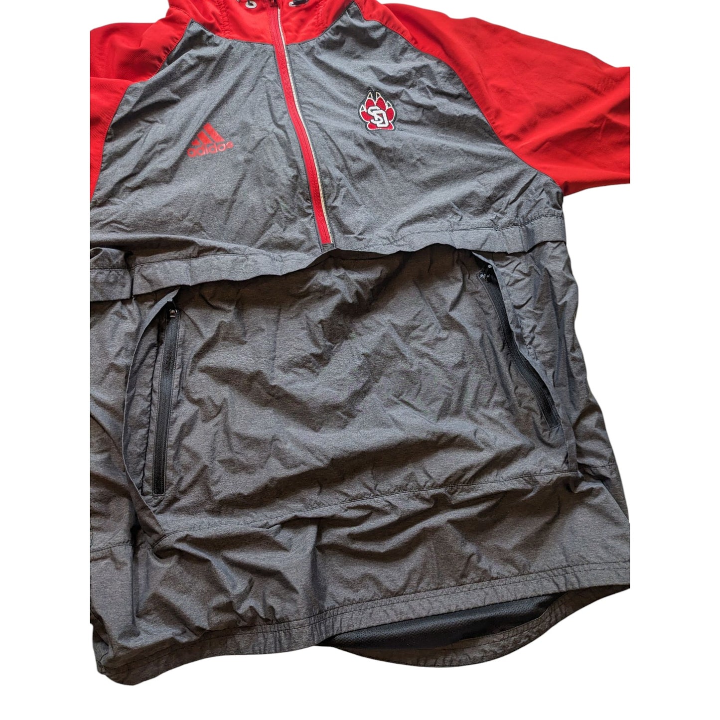Adidas Windbreaker Hoodie Mens Large South Dakota Coyotes Pullover Jacket Team