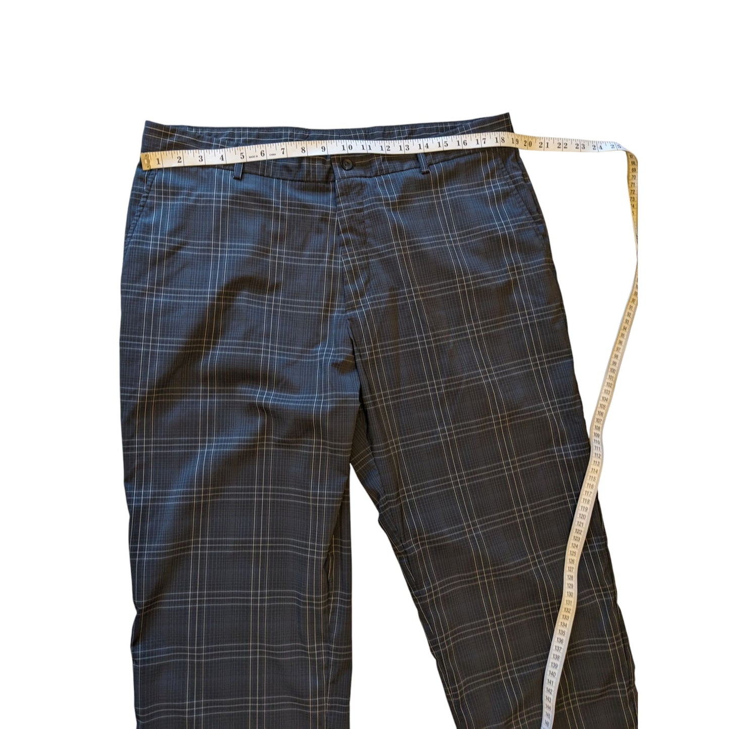 Slazenger Pants Mens 38x32 Plaid Golf Trousers Stretch Polyester Spandex Stretch
