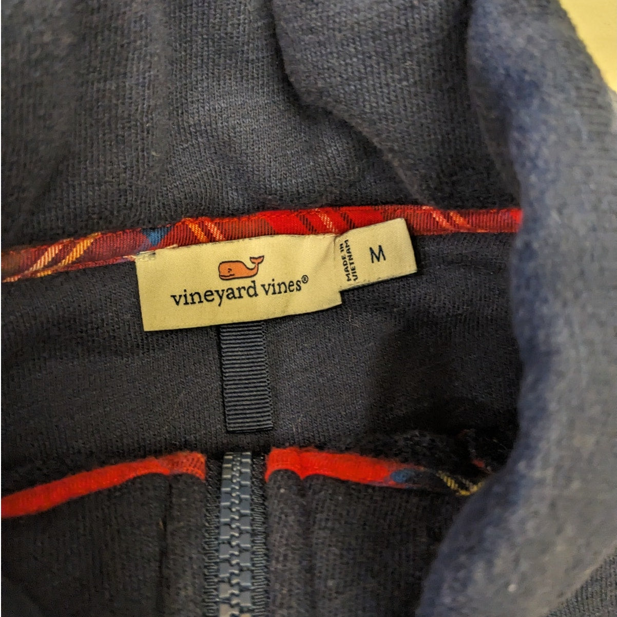Vineyard Vines Pullover Women Medium Plaid Shoulder Sweatshirt Martha Cottage