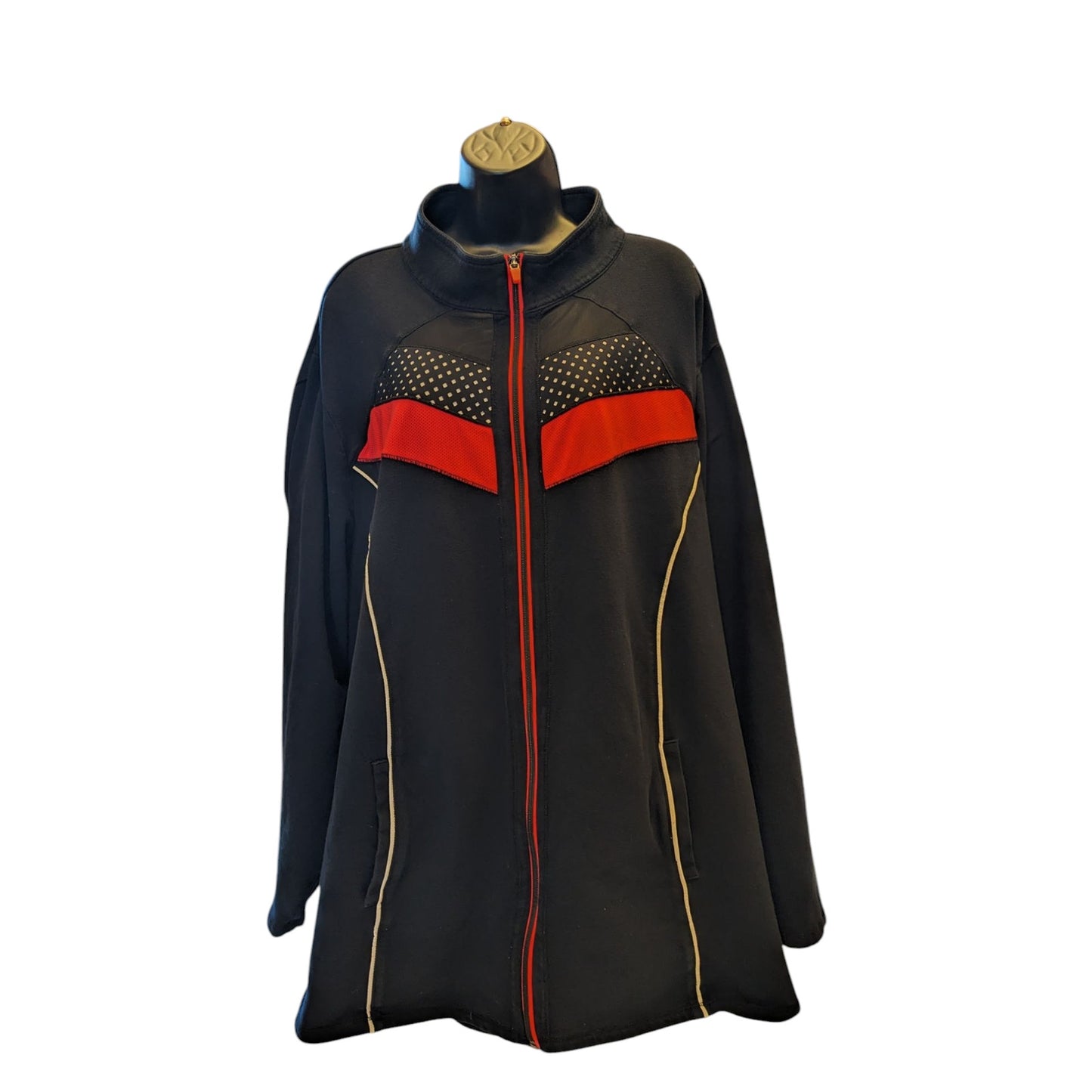 Catherines Top Womens 5X Track Jacket Zip Plus Size 34/36W Rhinestone Activewear