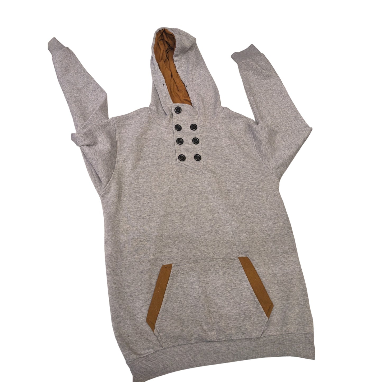 SPOP Hoodie Sweatshirt Womens XXL Pullover Buttons Gray Brown Athleisure Urban