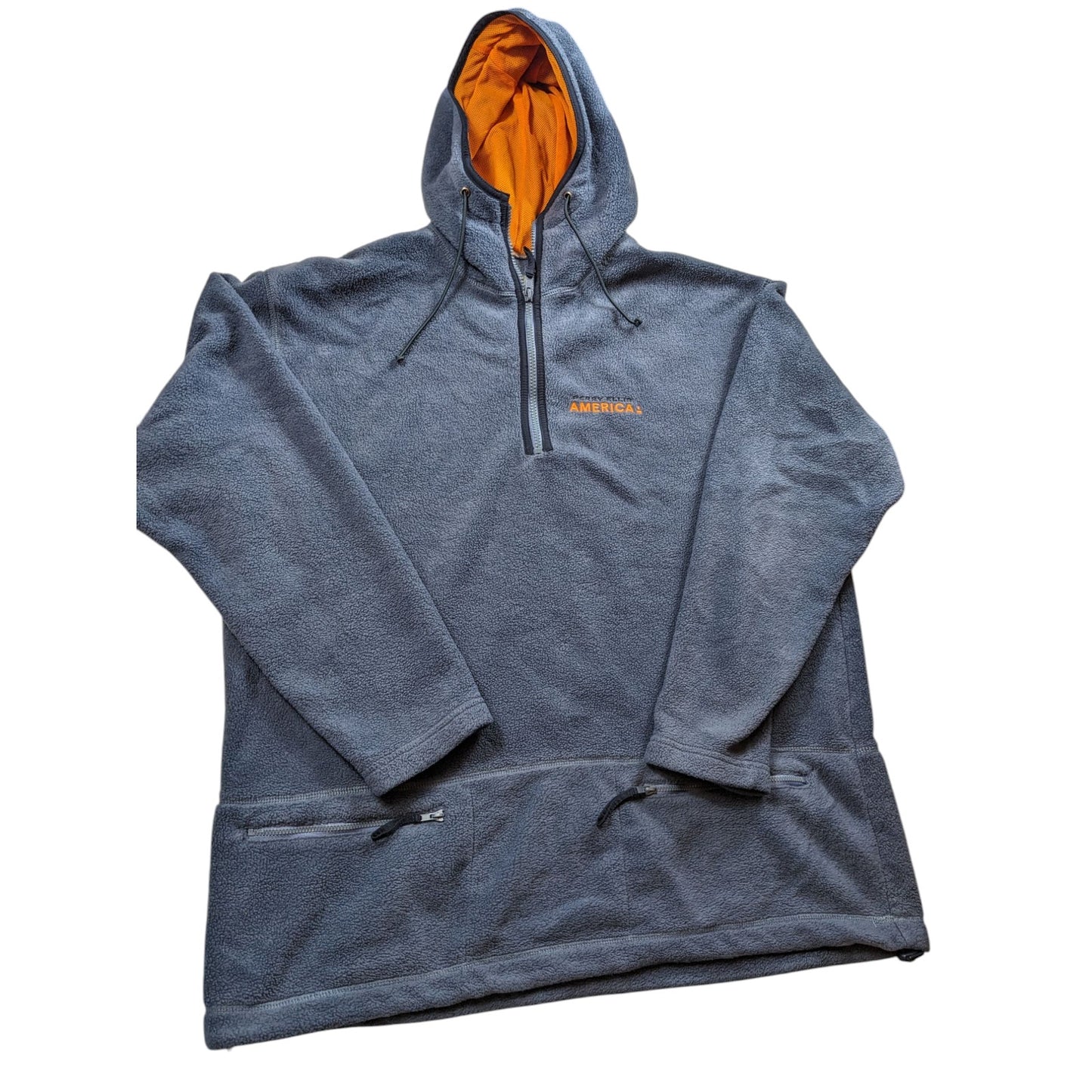 Perry Ellis Hoodie Mens Large Fleece Pullover Jacket Blue Zip Pockets Sweatshirt