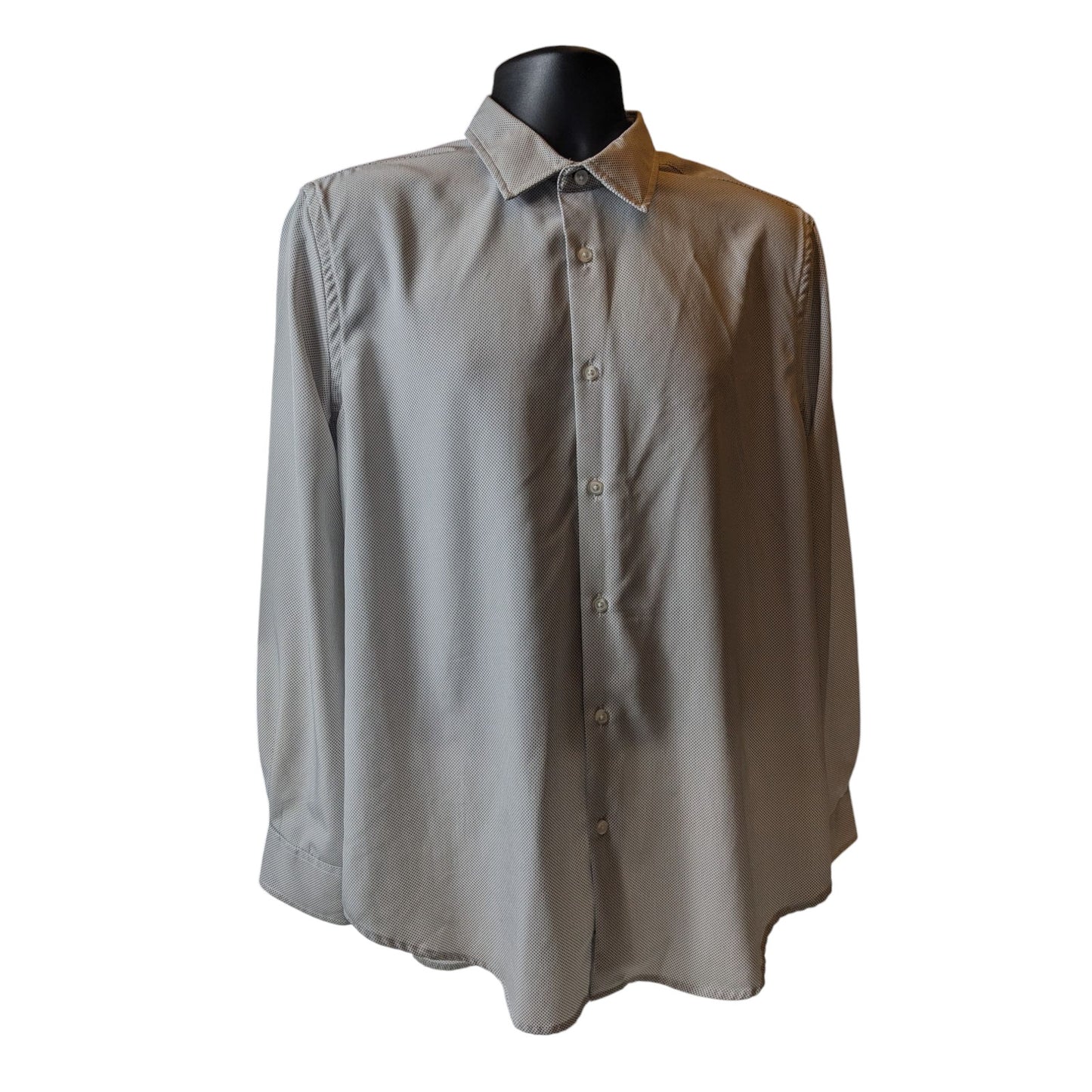 Report Collection Dress Shirt Men Large Slim 16.5 34/35 Stretch X4 Long Sleeve