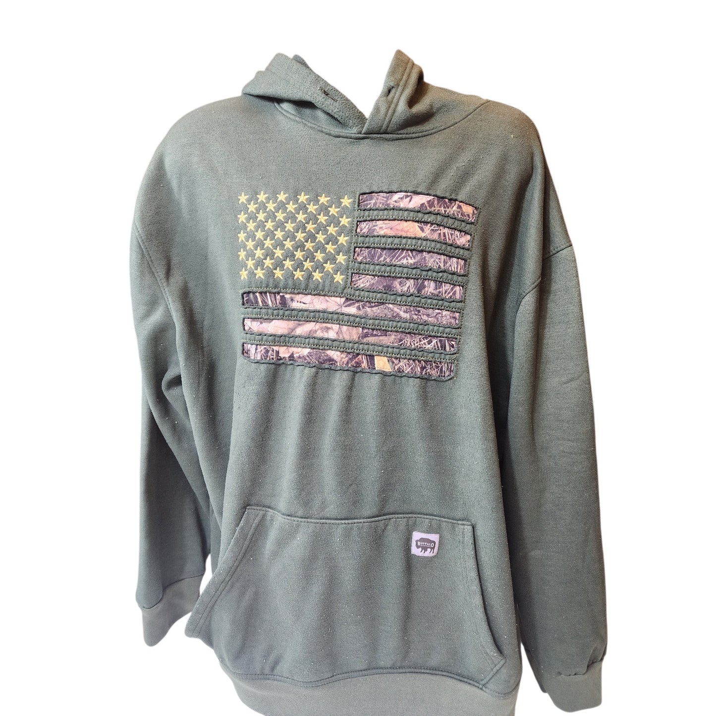 Buffalo Outdoors Hoodie 3XL Camo USA American Flag Pullover Sweatshirt Patriotic