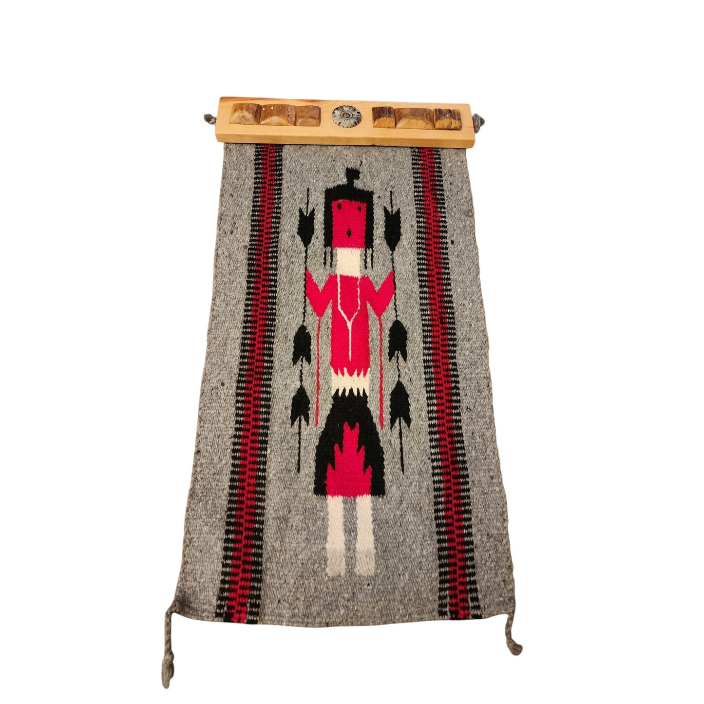 Native American Navajo Yei Wool Rug Handwoven Wall Hanging Southwestern 31x15